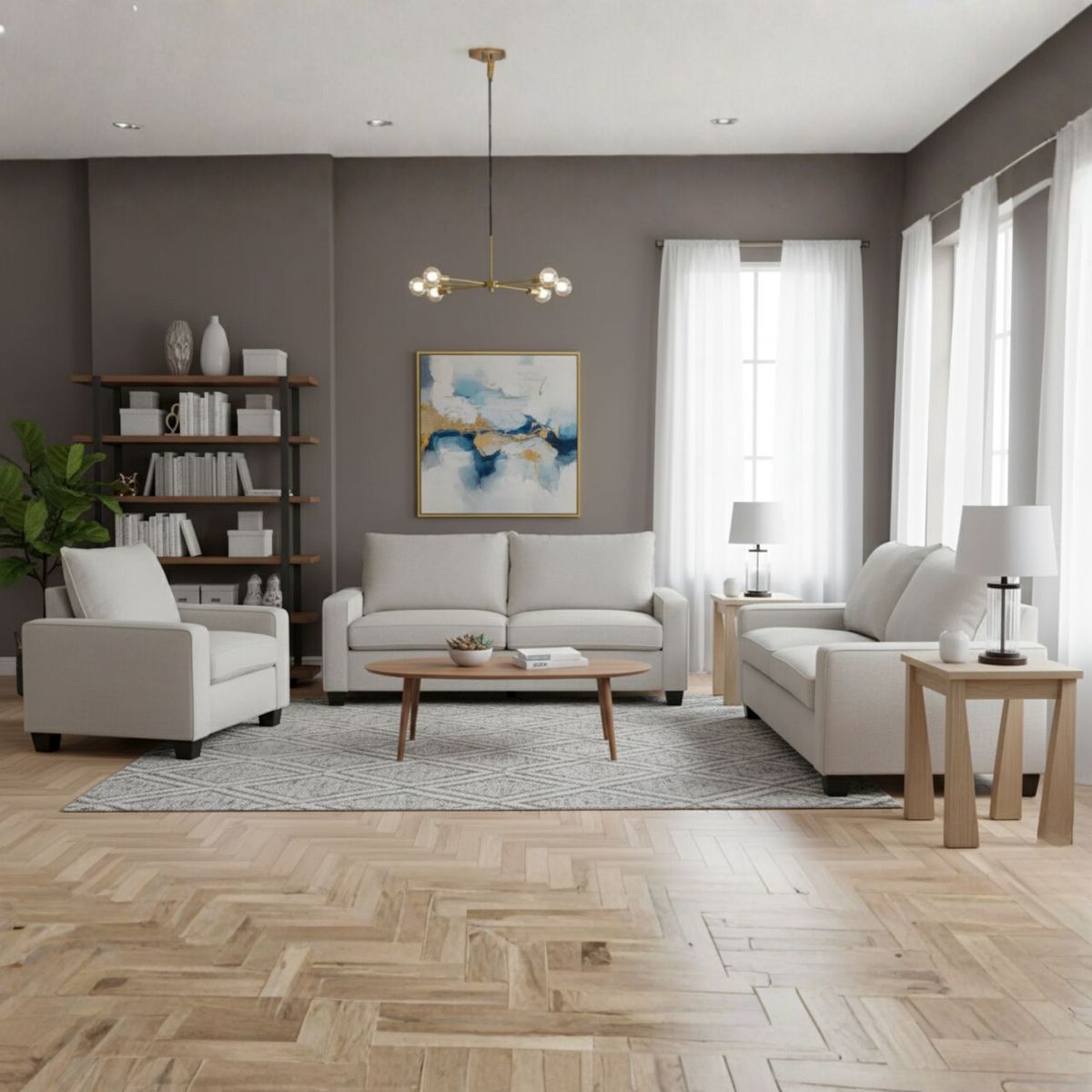 GENERICO - Juego de Sala Milan  3-2-1 Plateado con Tapiz Antifluido - Lmueble