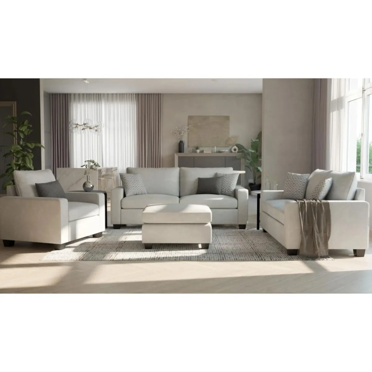 GENERICO - Juego de Sala 3-2-1 Verona con Banqueta en Tela Antifluido  Lmueble