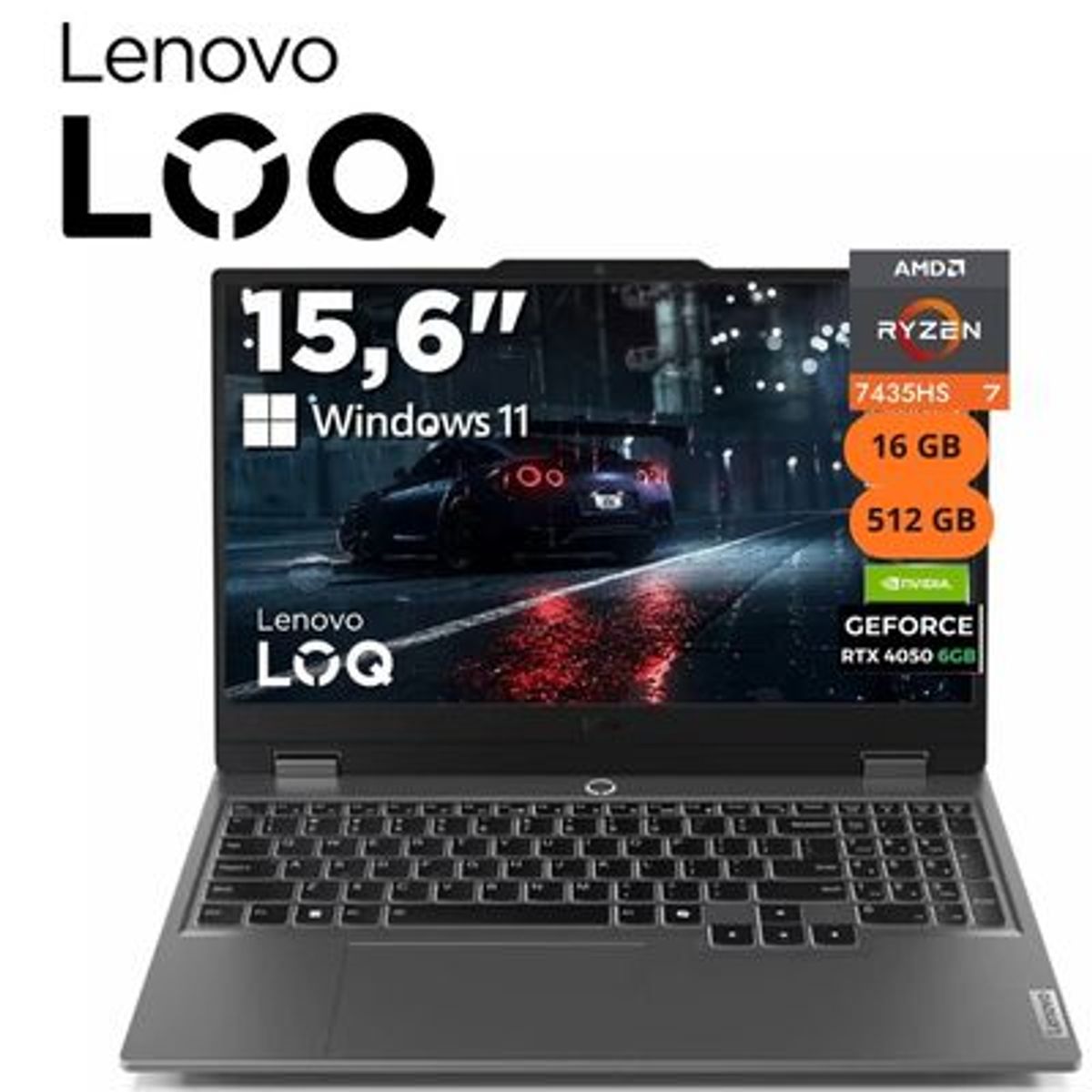 LENOVO - Laptop Lenovo LOQ 15ARP9 AMD Ryzen 7-7435HS 16GB RAM 512GB SSD 15.6 FHD RTX4050-6GB - 83JC008GLM