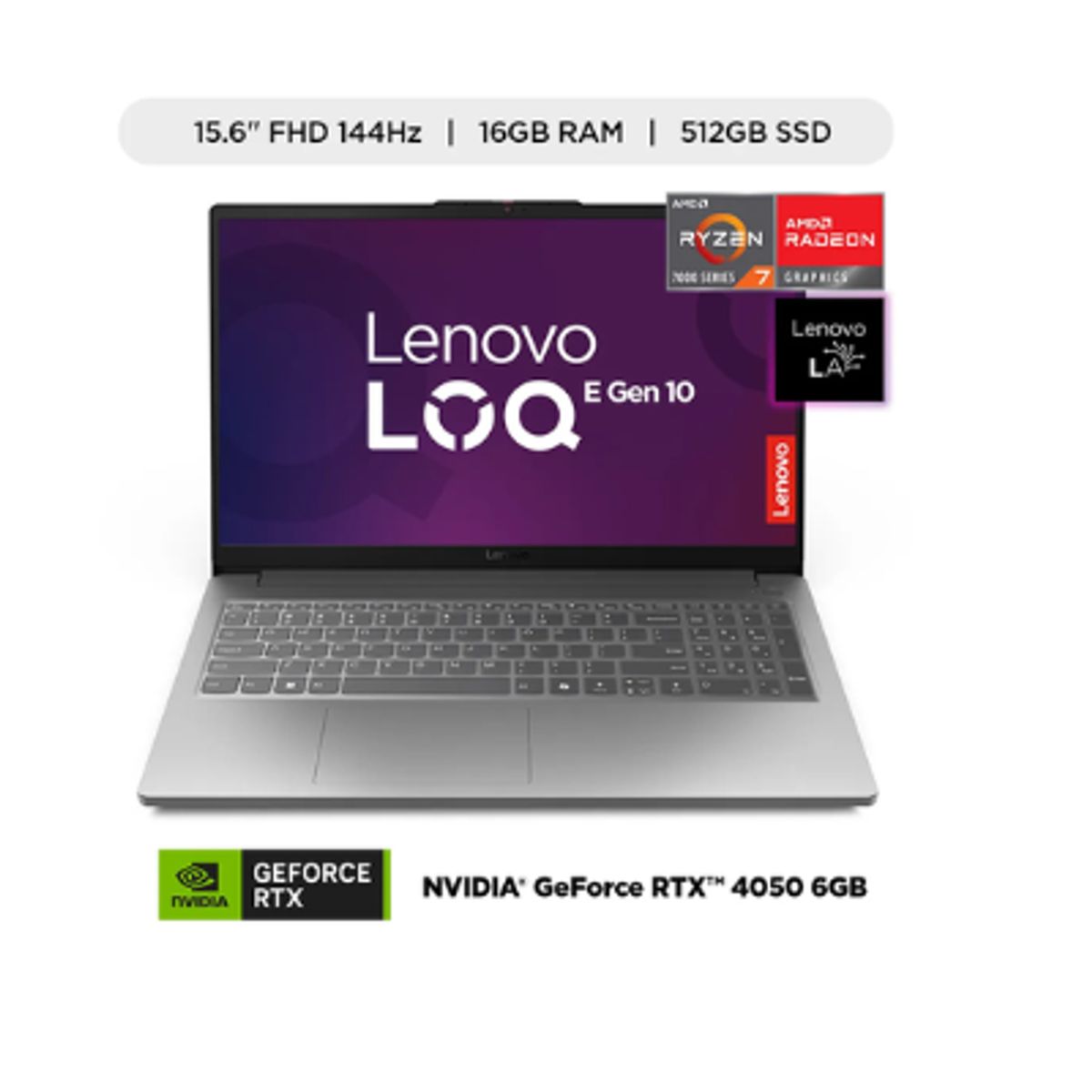 LENOVO - Laptop Lenovo LOQ 15ARP10E  AMD Ryzen 7-7735HS 16GB RAM 512GB SSD 15.6 FHD RTX4050-6GB - 83S0001LLM