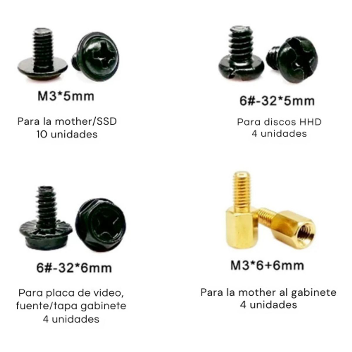 GENERICO - TORMILLOS PARA MAINBOARD Y CASE DE COMPUTADORA DE ESCRITORIO