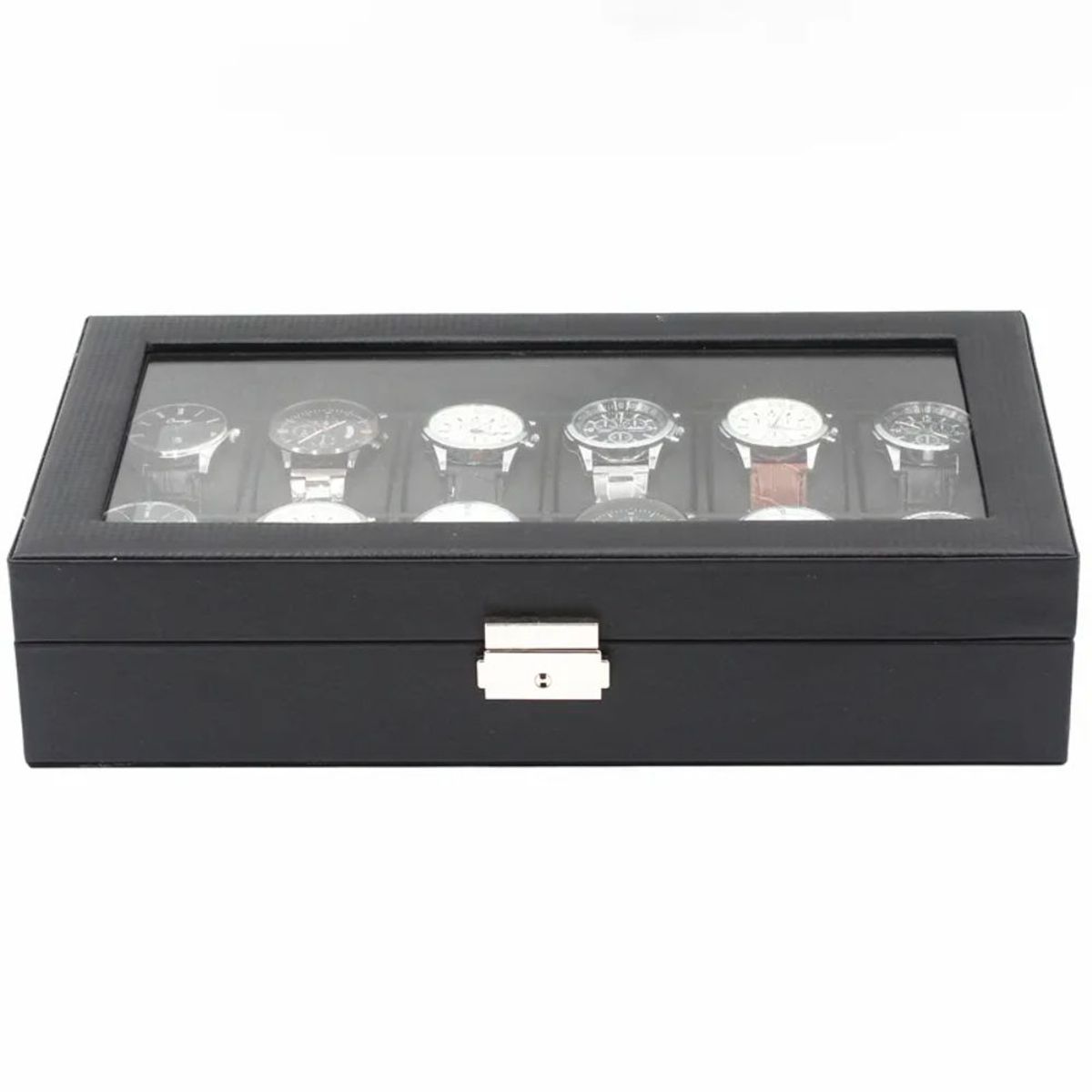 GENERICO - Organizador de 12 Relojes con Detalles en Fibra de Carbono MOD2