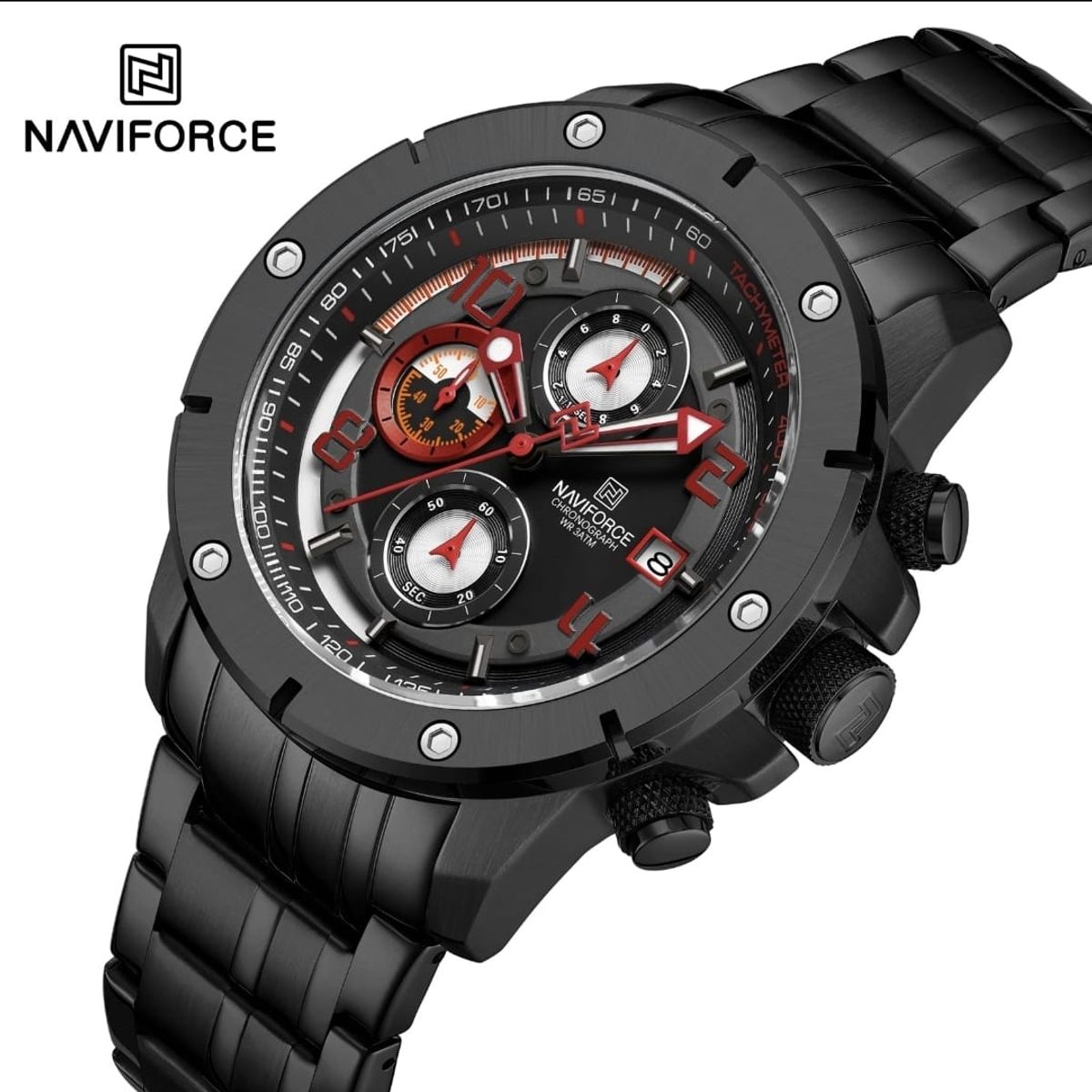NAVIFORCE - Reloj Naviforce NF8056 Plateado Correa Acero para Caballero
