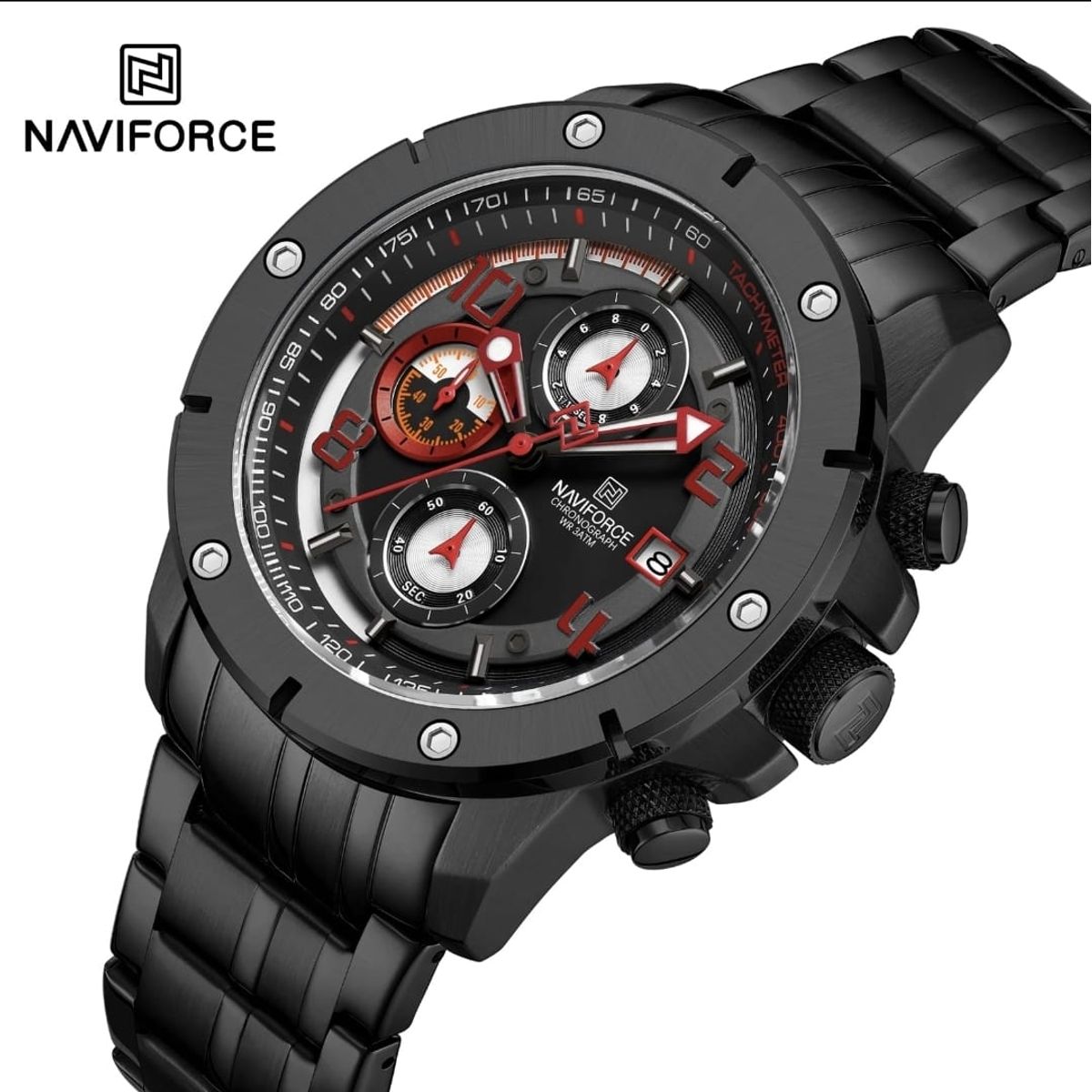 NAVIFORCE - Reloj Naviforce NF8056 Plateado Correa Acero para Caballero