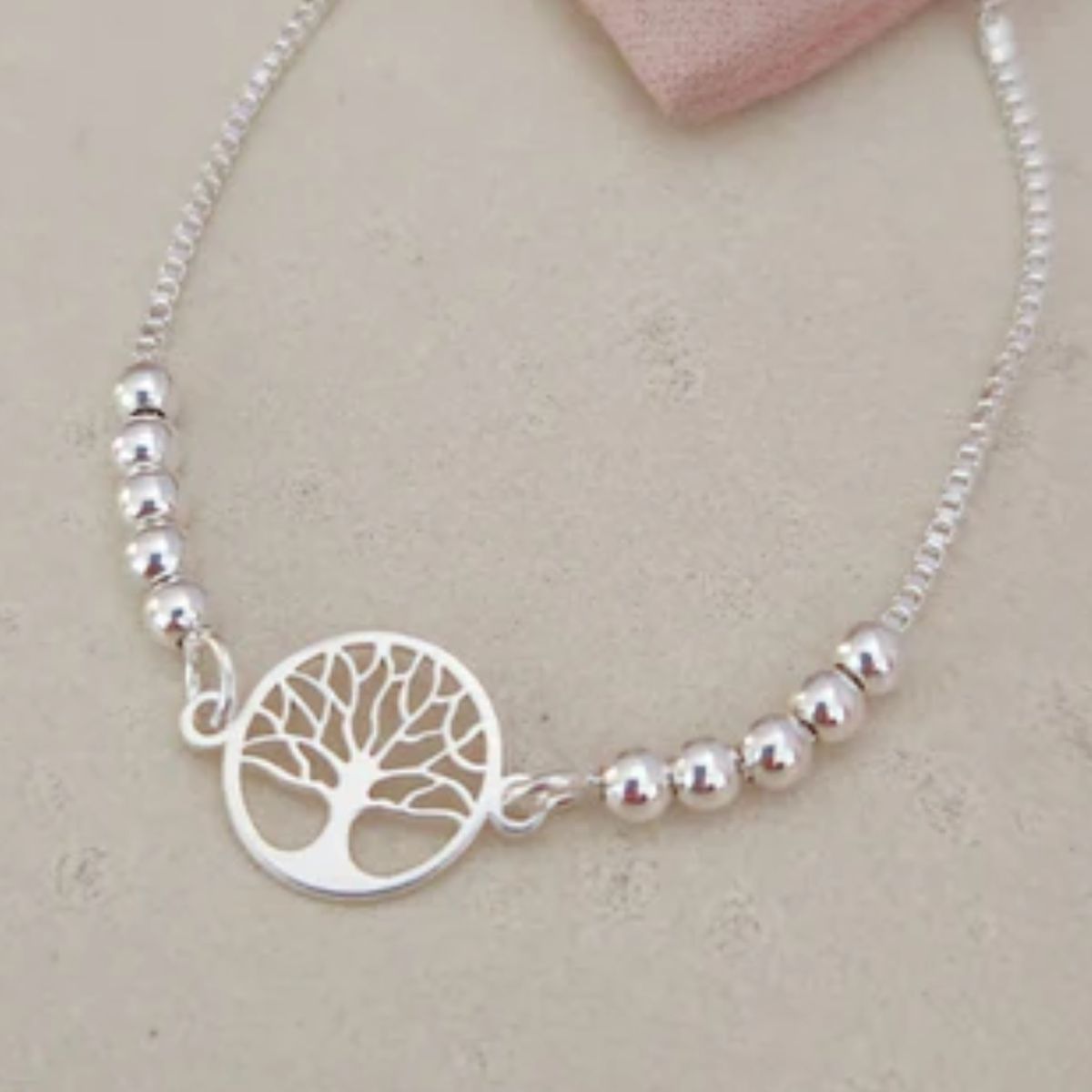 GENERICO - PULSERA REGULABLE  ARBOL DE LA VIDA EN PLATA FINA