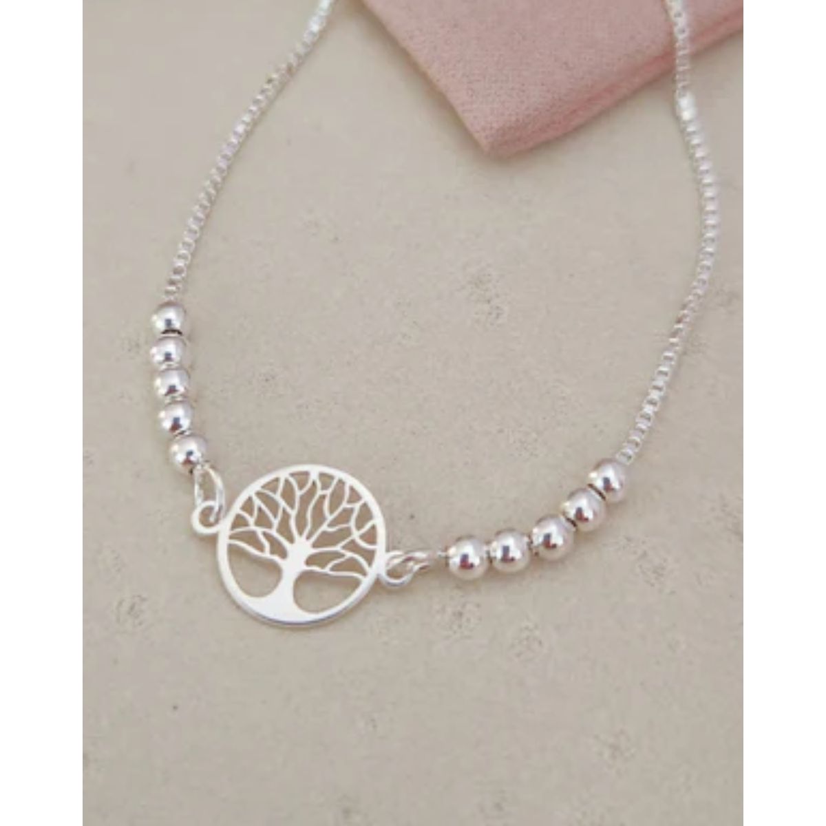 GENERICO - PULSERA REGULABLE  ARBOL DE LA VIDA EN PLATA FINA