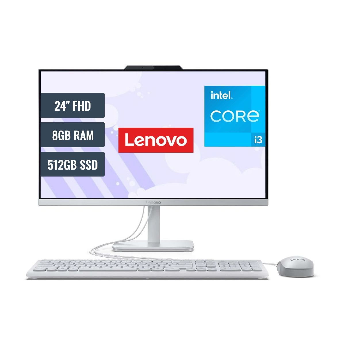 LENOVO - All In One Lenovo A100 Intel Core i3 N305 8GB RAM 512GB SSD M2 24 FHD FreeDOS