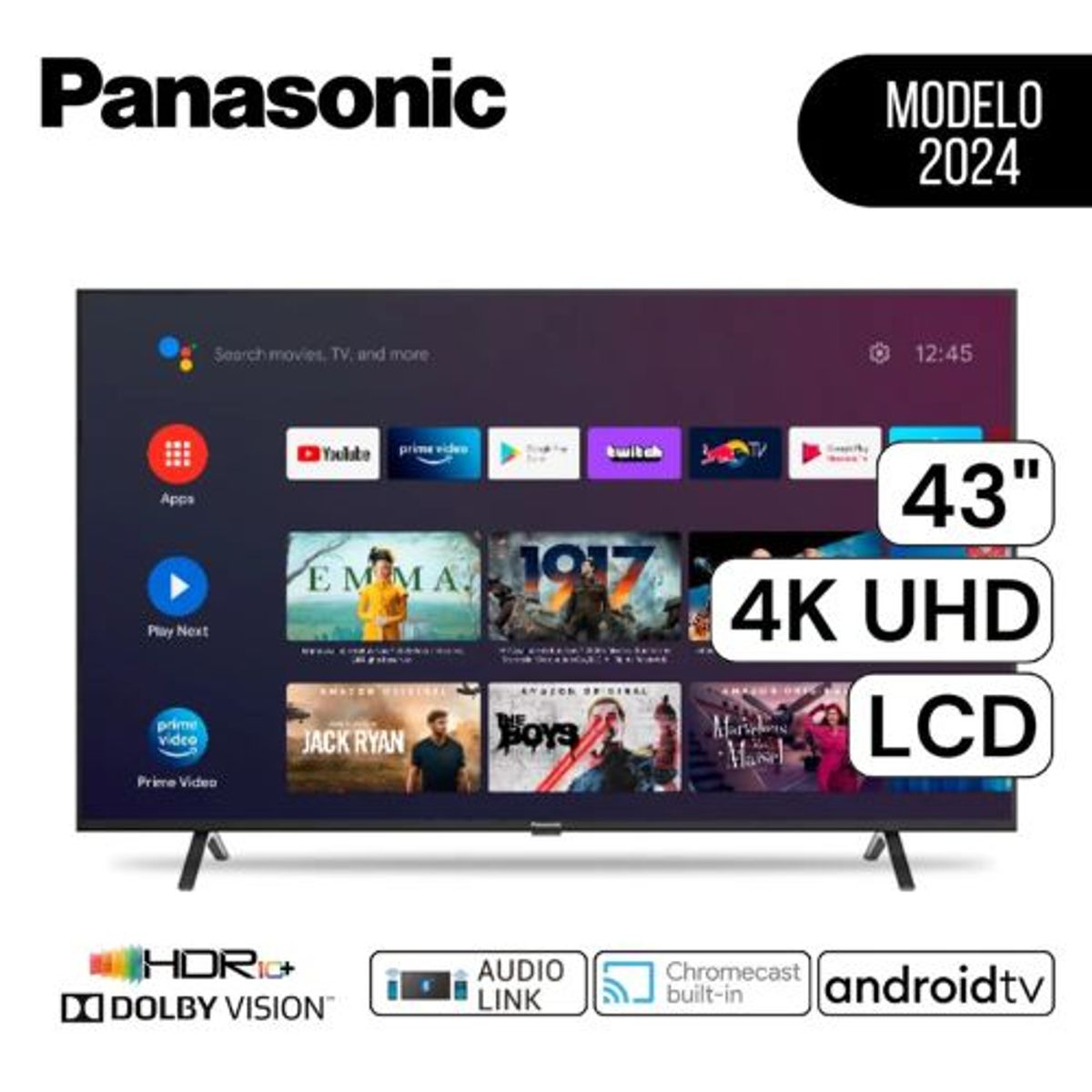 PANASONIC - Televisor Panasonic Smart TV 43"  Pulg. LCD 4K UHD TC-43HX550P - Negro