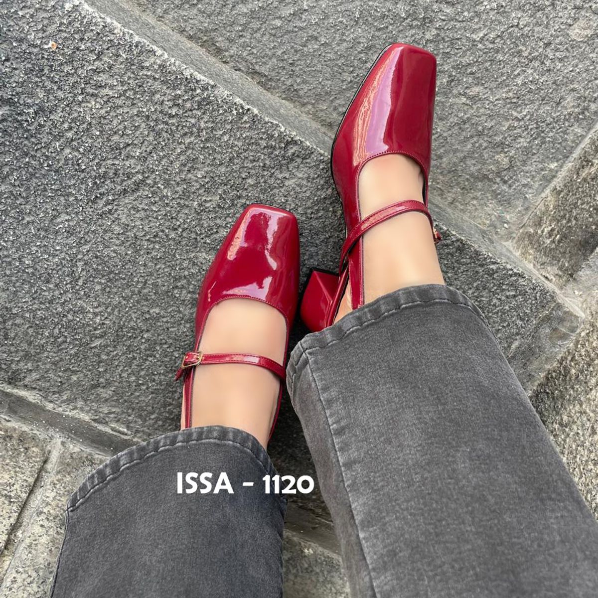 GENERICO - ESTILETOS MARY JANE EN TACO 5 CM EN COLOR BURDEOS