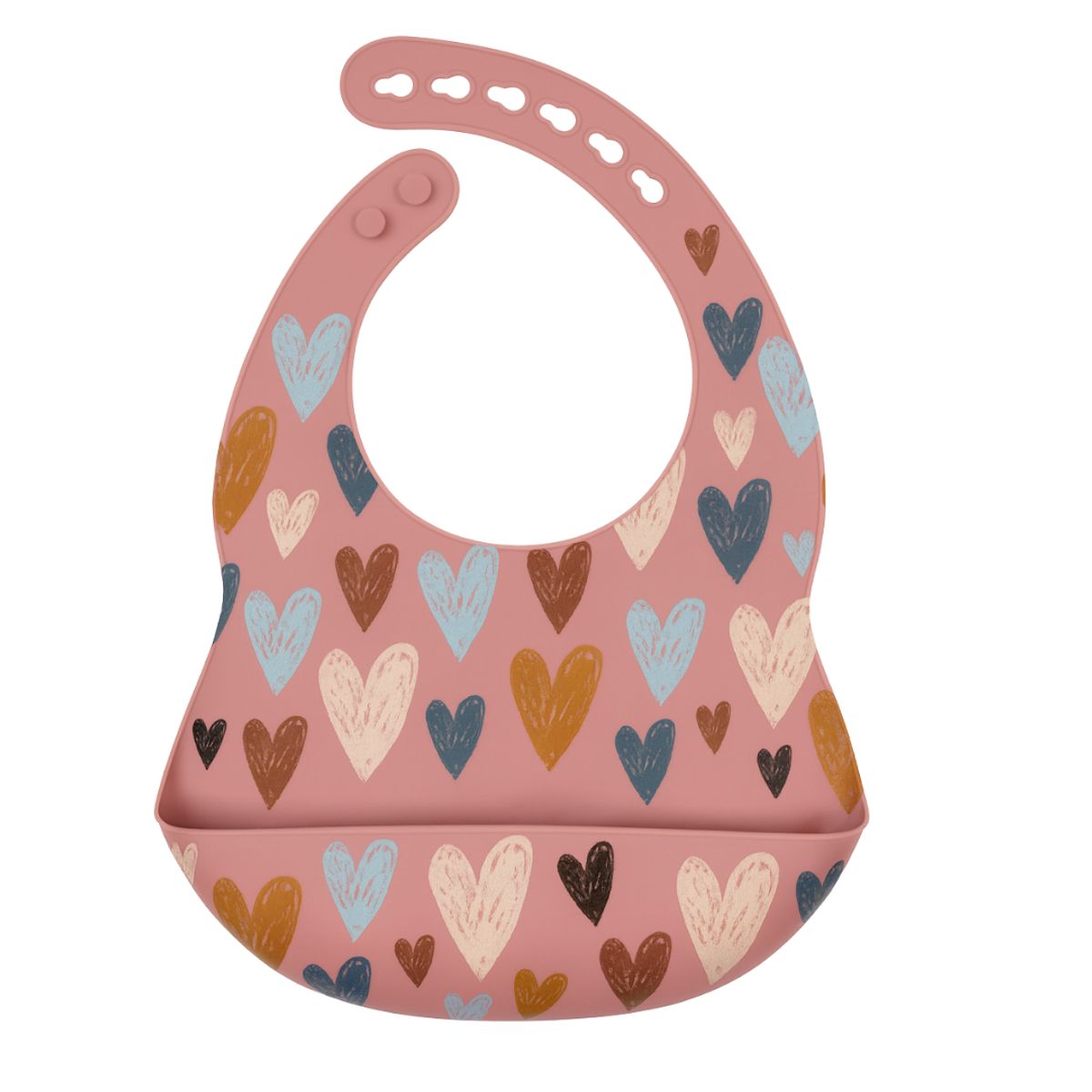 GENERICO - Babero para bebé 100% Silicona con diseño de corazones