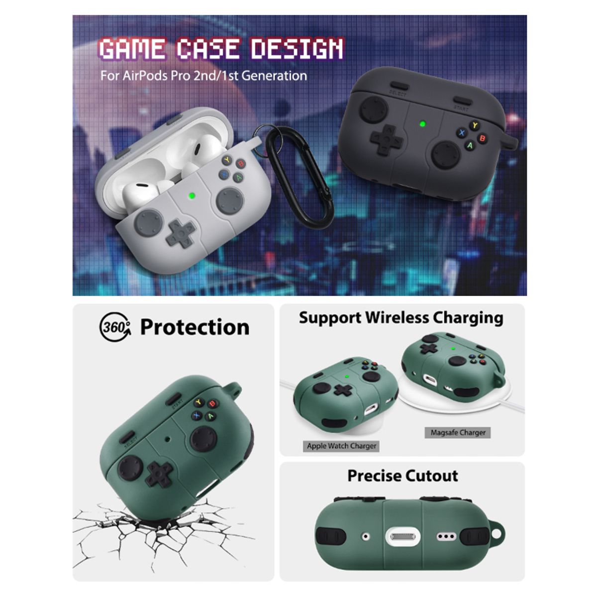 CASE - Funda Protector Case Cover Anti-shock Nintendo AirPods Pro 2da Gen