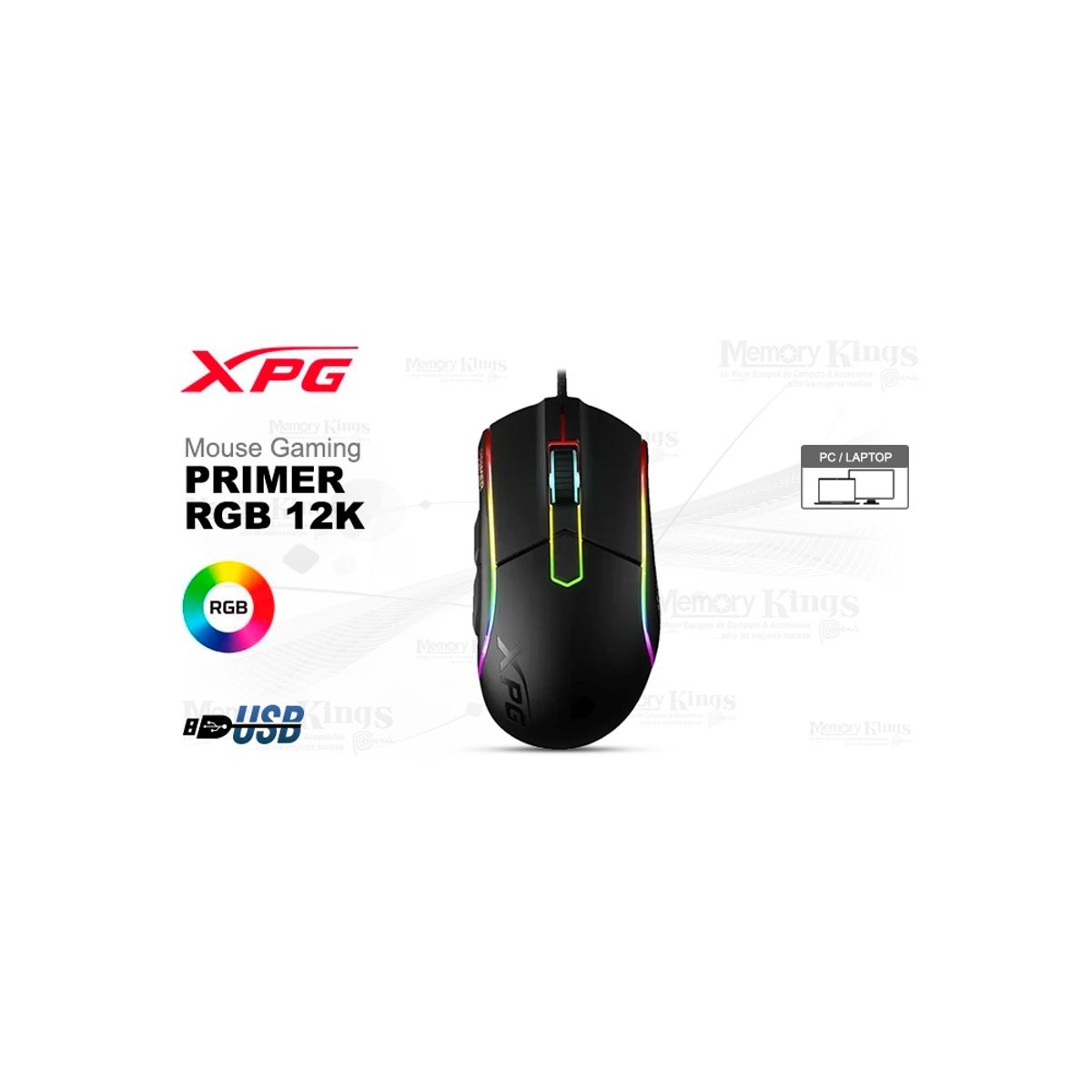 XPG - Mouse gaming XPG Primer RGB 12K precisión extrema y diseño ergonómic