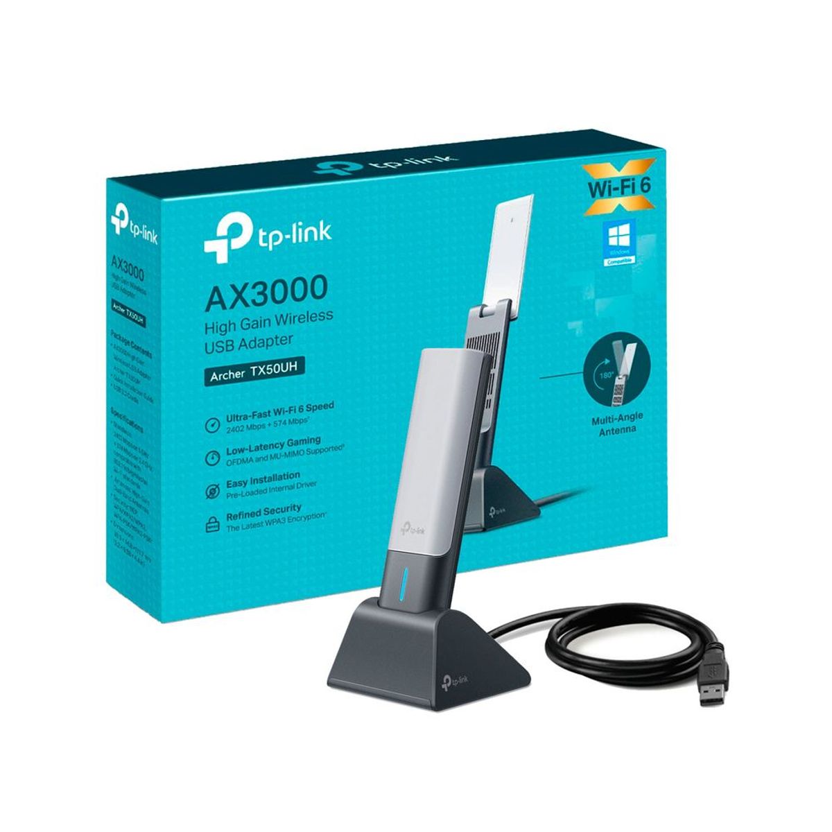 GENERICO - Adaptador De Red Tp-Link Archer Tx50Uh, Wi-Fi 6, Usb 3.0, Alta Velocidad, Compatible Con P
