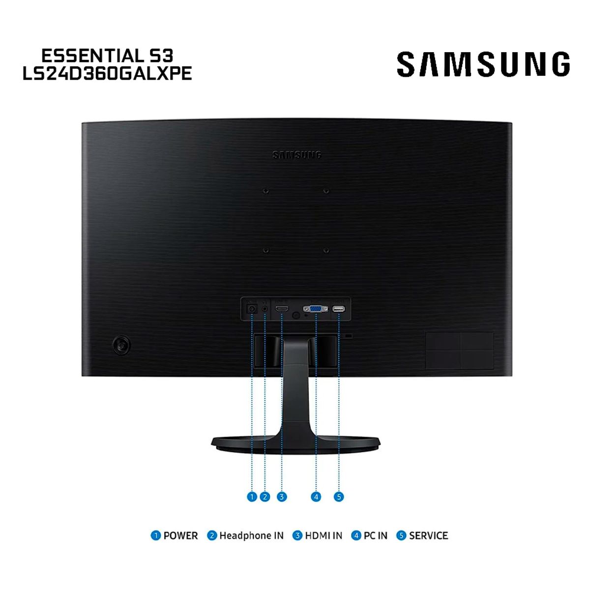 SAMSUNG - Monitor Samsung LS24D360GALXPE 24 Pulgadas Curvo FHD VA HDMI VGA