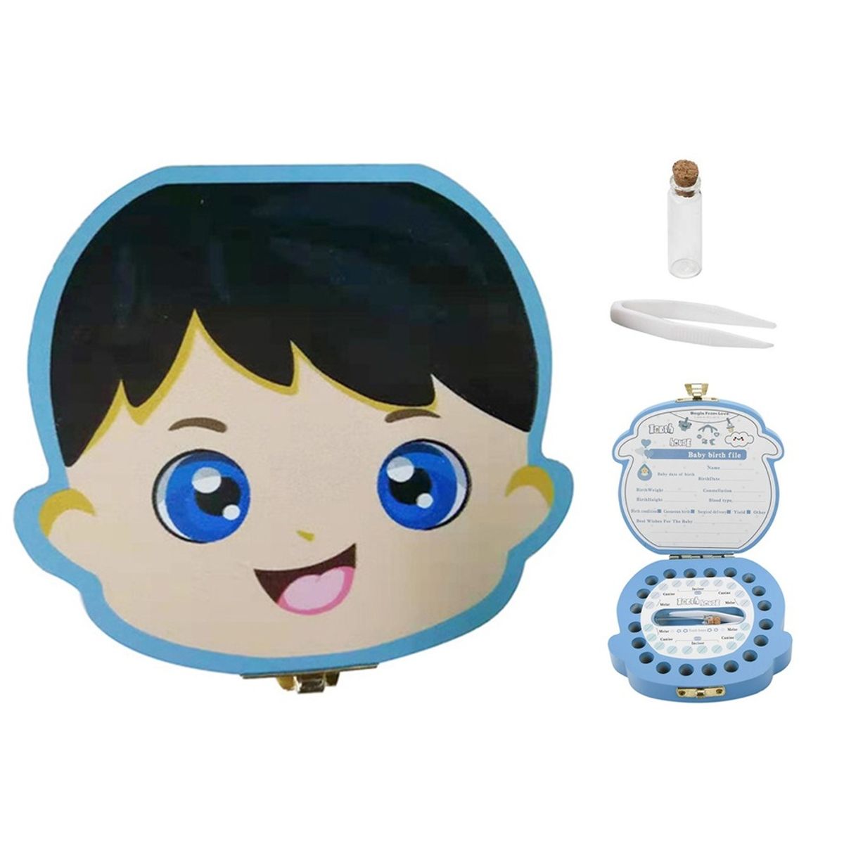 GENERICO - MINI CAJAS DE ALMACENAMIENTO PARA DIENTES DE BEBÉ CELESTE