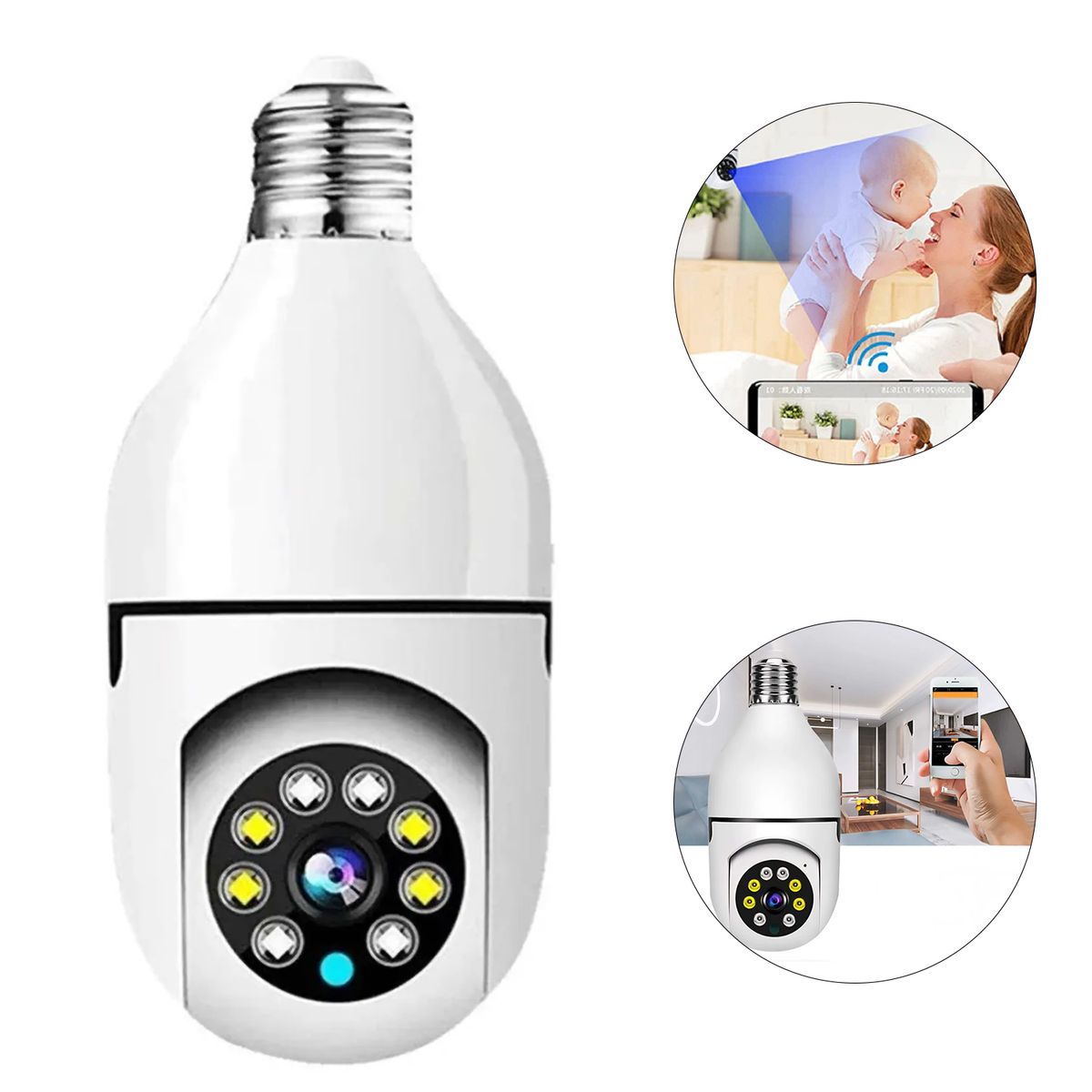 GENERICO - Foco Cámara de Seguridad HD WIFI con Sensor de Movimiento y Control vía App