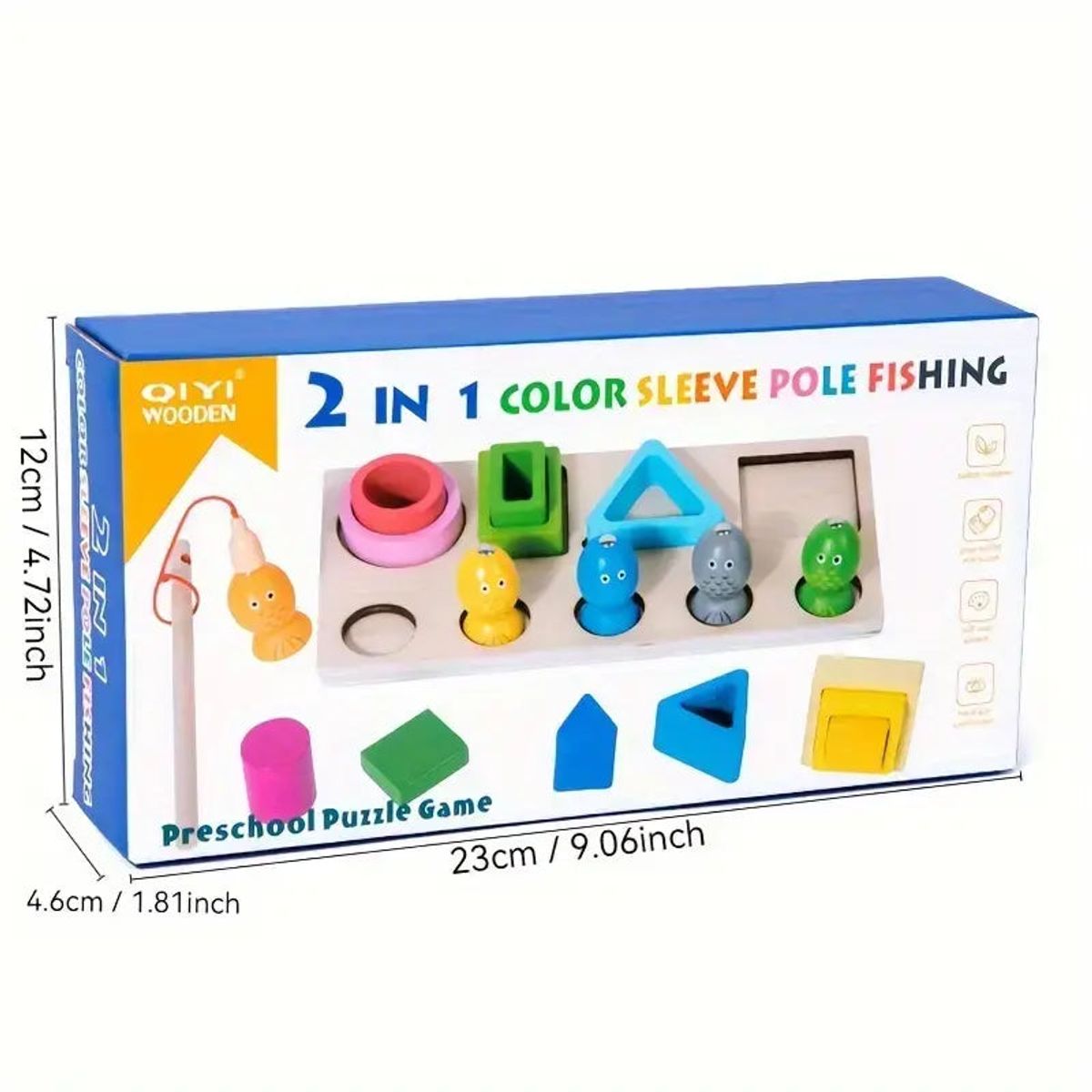 GENERICO - Juego didáctico Montessori 2 en 1 Pesca y encaja por tamaños