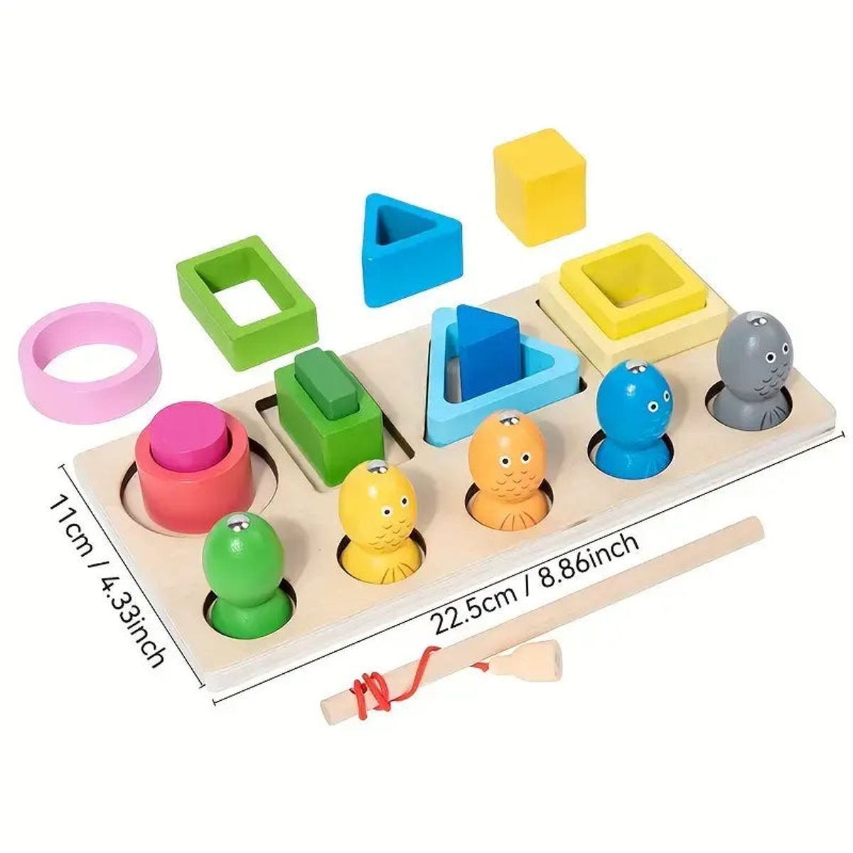 GENERICO - Juego didáctico Montessori 2 en 1 Pesca y encaja por tamaños