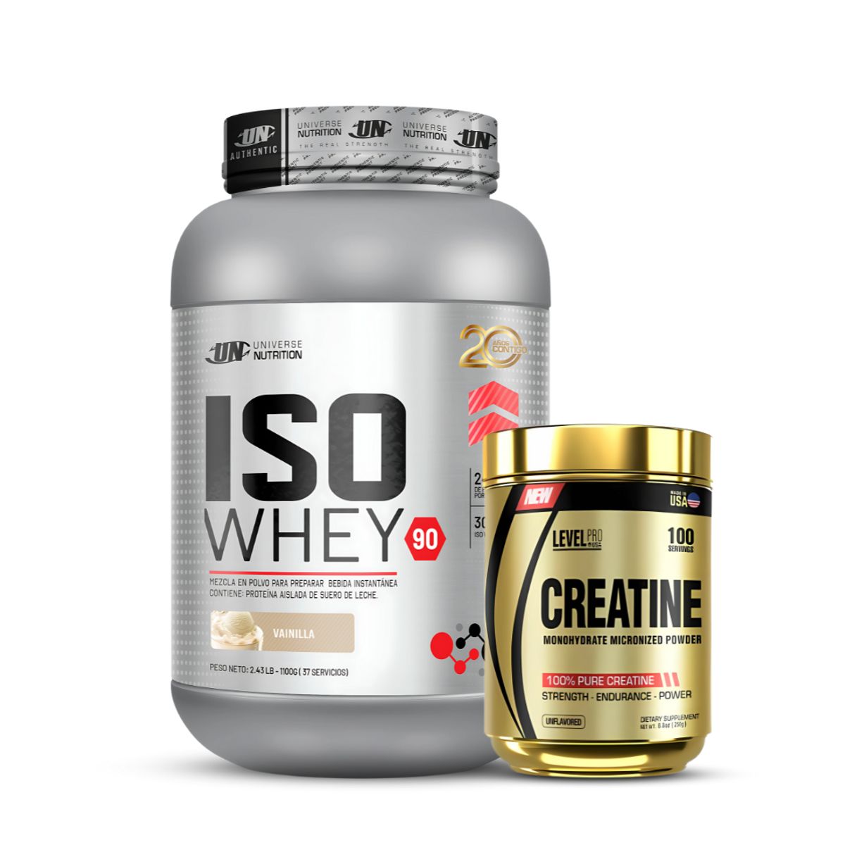 UNIVERSE NUTRITION - Iso whey 90 1.1 kg Vainilla + Creatina Level Pro 250 g