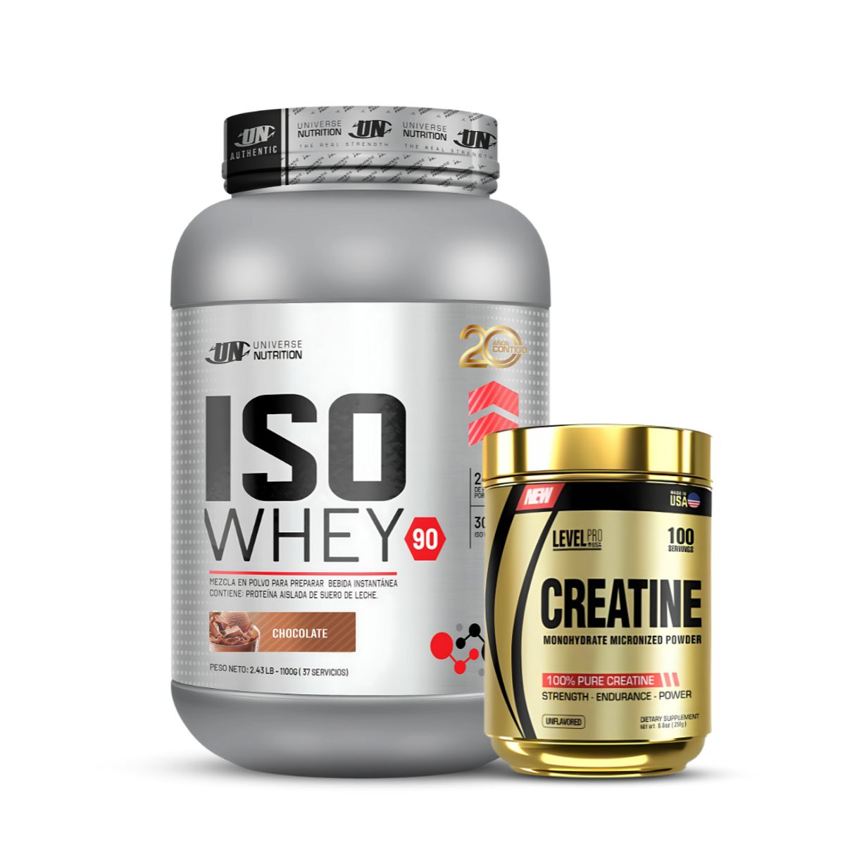 Universe Nutrition - Iso whey 90 1.1 kg Chocolate + Creatina Level Pro 250 g