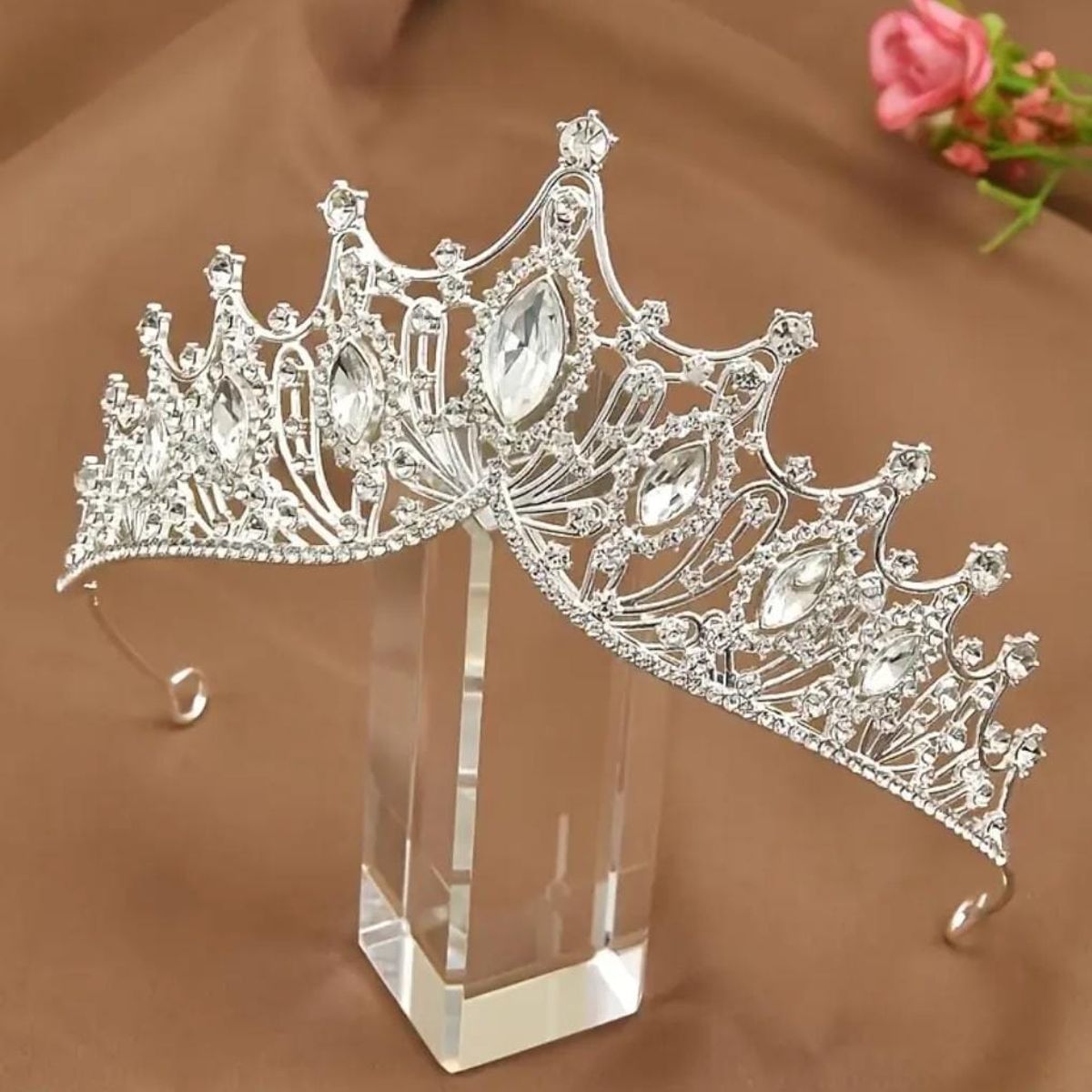 GENERICO - Tiara Corona para Cumpleaños Graduaciones Plateado