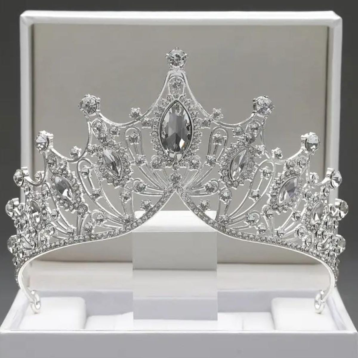 GENERICO - Tiara Corona para Cumpleaños Graduaciones Plateado