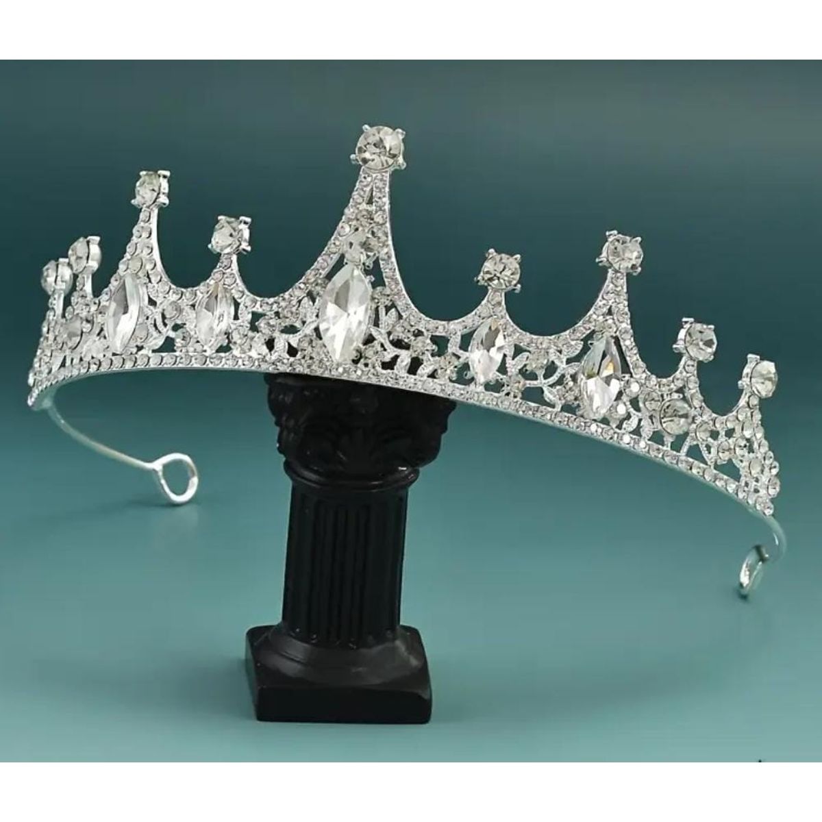 GENERICO - Tiara Corona Clásica para Cumpleaños Graduaciones Plateado