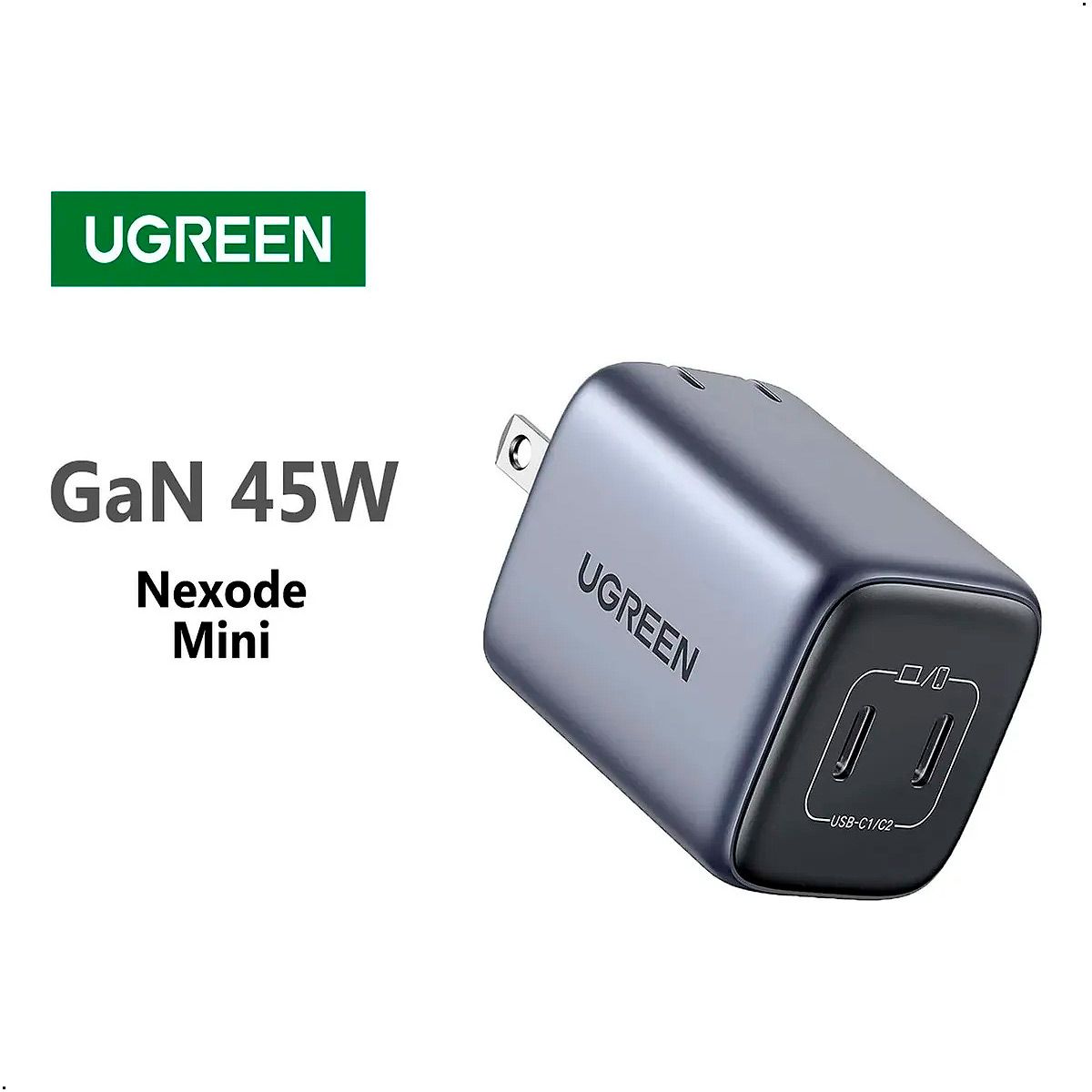 UGREEN - Cargador Ugreen Carga Rápida Doble Puerto Usb C de 45w Nexode