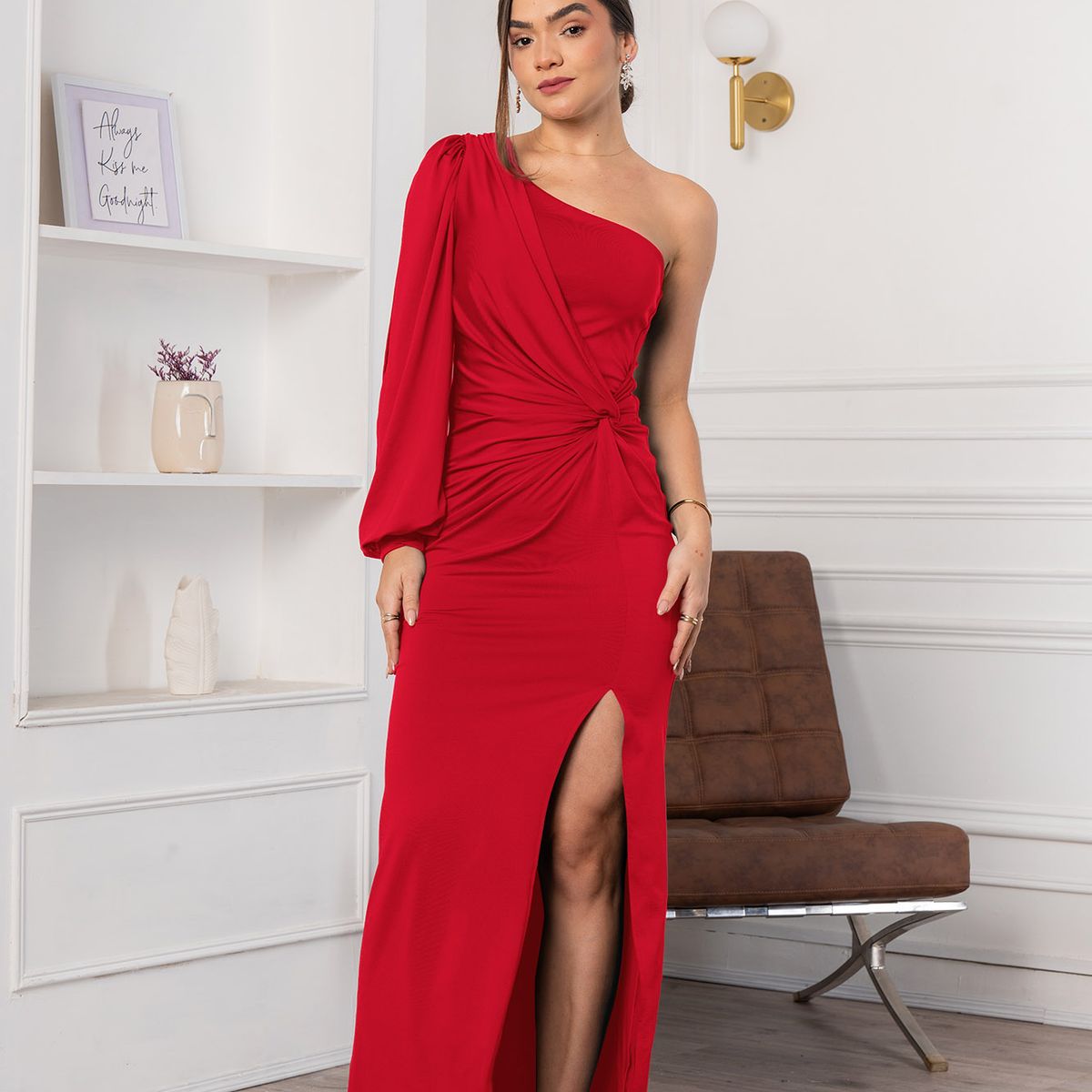 ARMA TU LOOK - VESTIDO THAIS ESCOTE ASIMETRICO DRAPEADO EN CINTURA ARMA TU LOOK