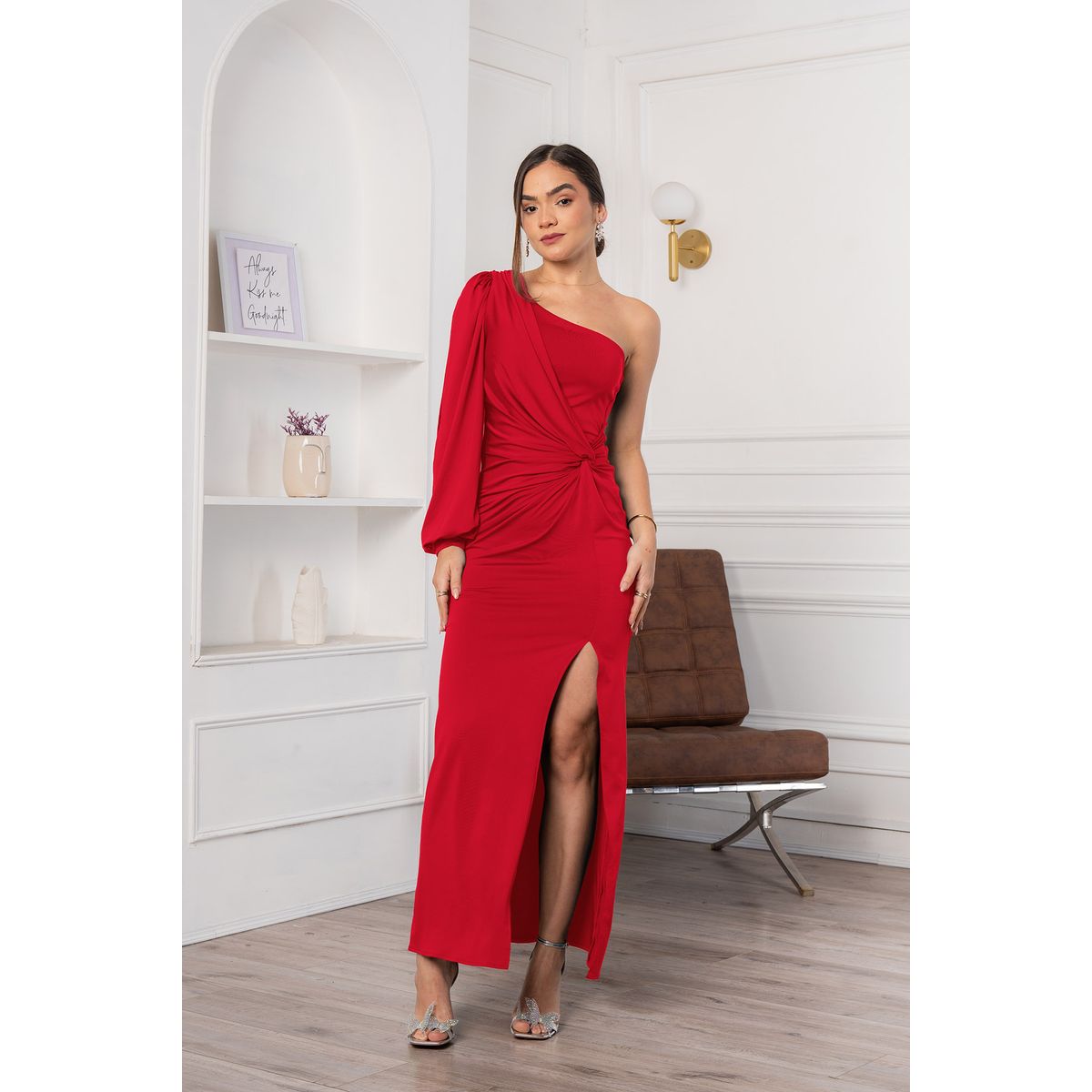 ARMA TU LOOK - VESTIDO THAIS ESCOTE ASIMETRICO DRAPEADO EN CINTURA ARMA TU LOOK