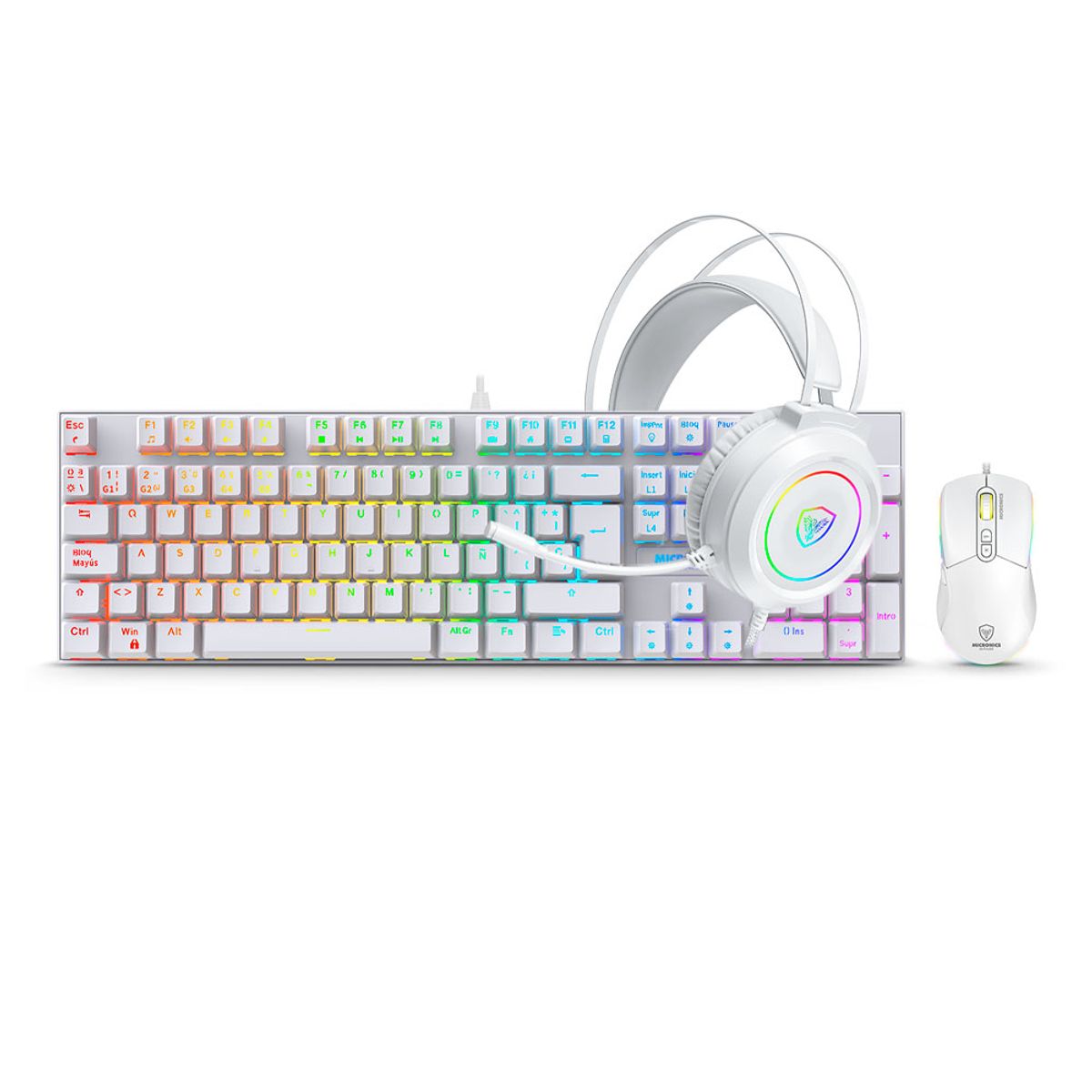 MICRONICS - KIT GAMER WHITE MIC GTX2003-3W TECLADO + MOUSE + AURICULAR