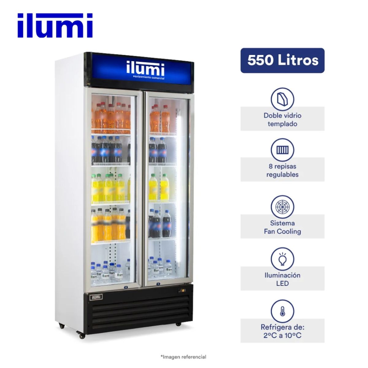 ILUMI - Visicooler Ilumi Fan Cooling de 550 litros BC-5502FC