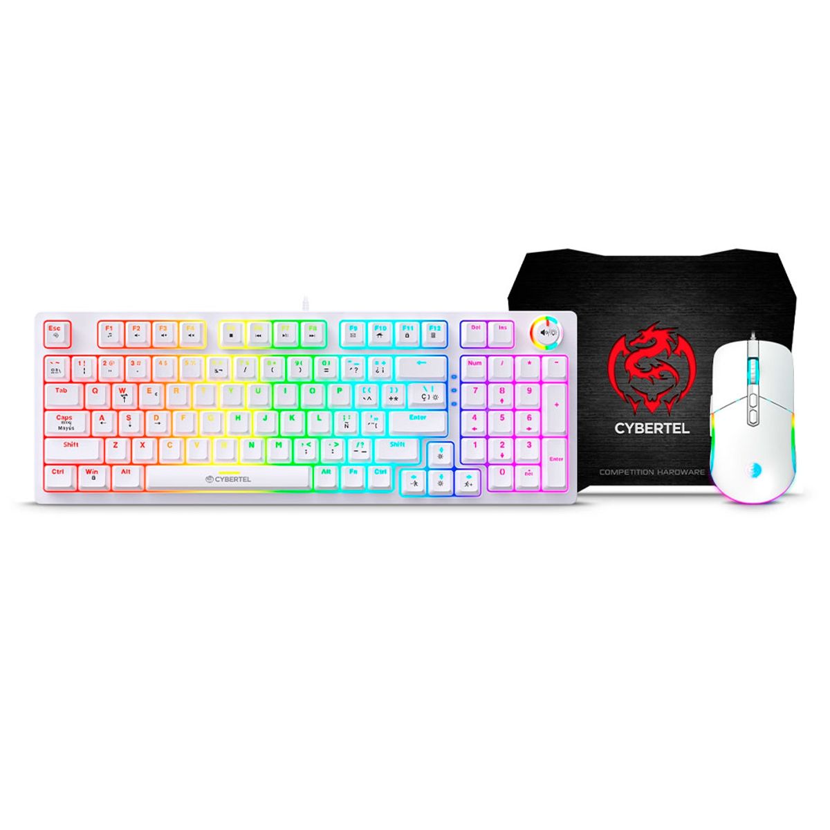 MICRONICS - KIT WHITE CBX GT1802W TECLADO GAMER MECANICO + MOUSE + PAD MOUSE