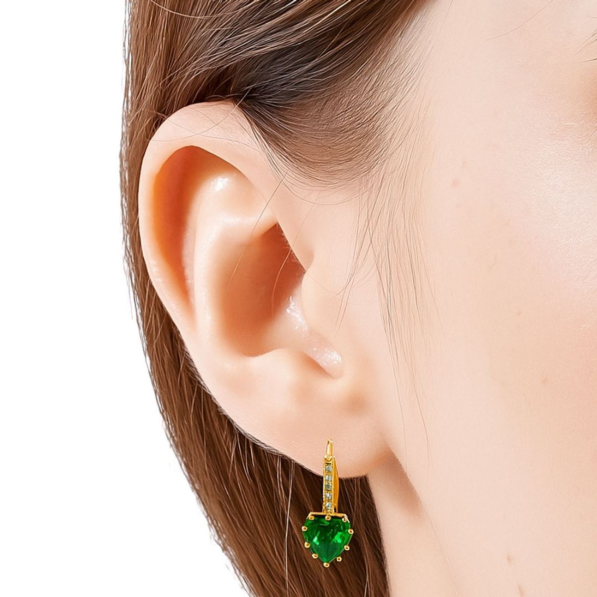 GENERICO - Aretes Piedra Verde Mujer Elegancia