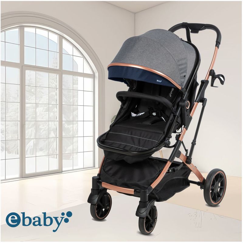 EBABY - Coche Moisés de Lujo SHIRO Multifuncional Azul