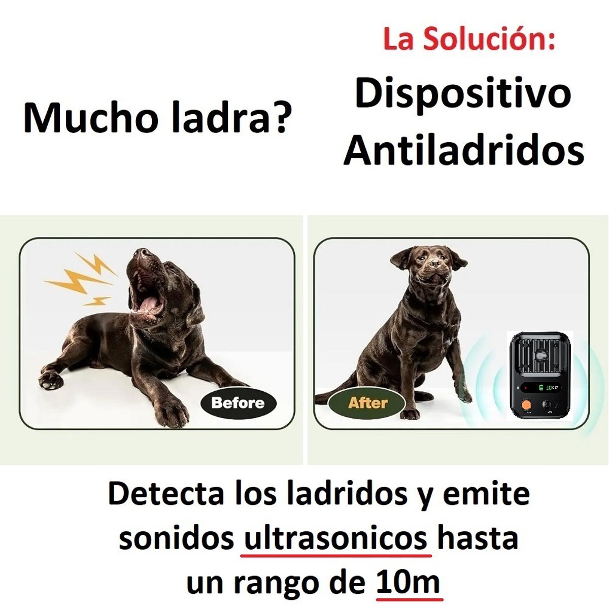 GENERICO - Dispositivo Ultrasónico de Control de Ladridos Perros PU87