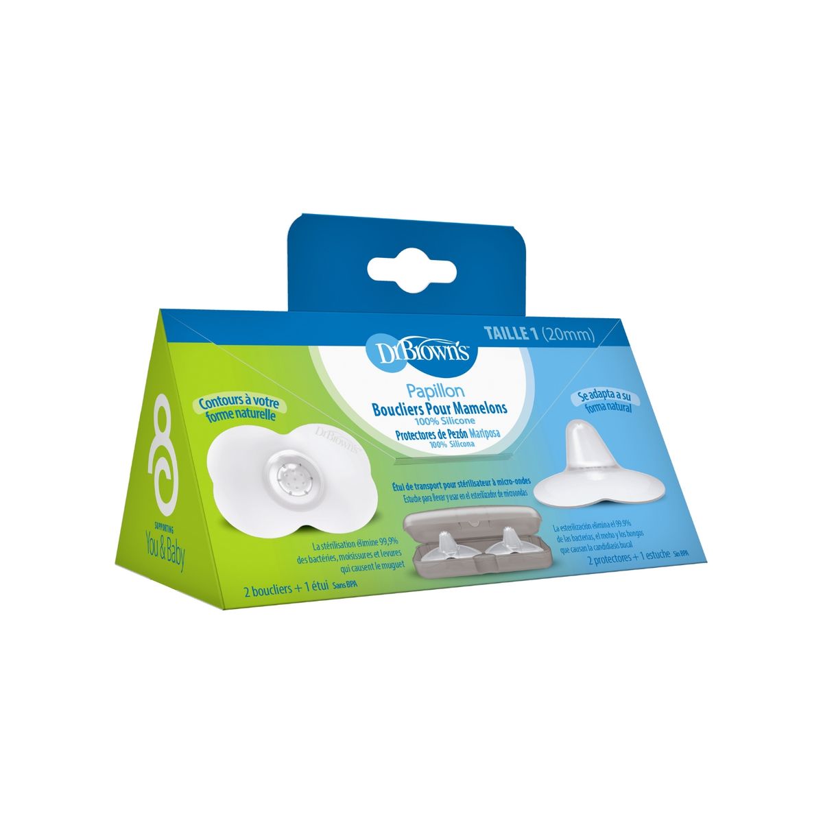 DR BROWNS - Pezoneras de silicona + Protector esterilizador - Talla 1