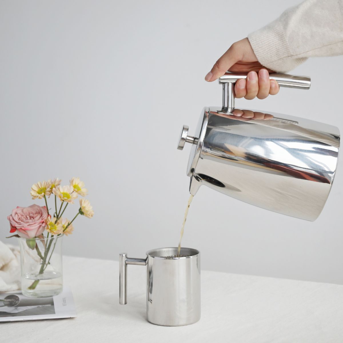 GENERICO - Jarra de Prensa francesa doble pared acero inox 1Ltro Wallace