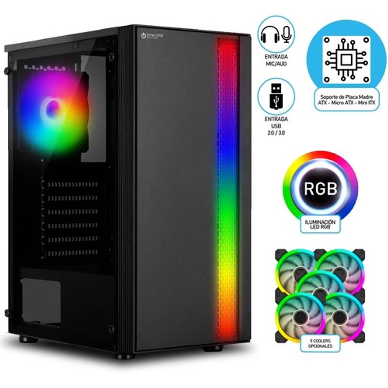 ENKORE - Case ACTIVE ENC 3000 - 1 FAN 12CM RGB STRIP ENKORE