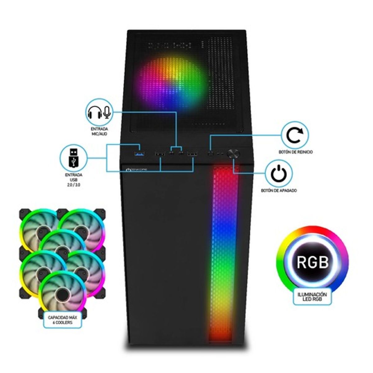 ENKORE - Case ACTIVE ENC 3000 - 1 FAN 12CM RGB STRIP ENKORE