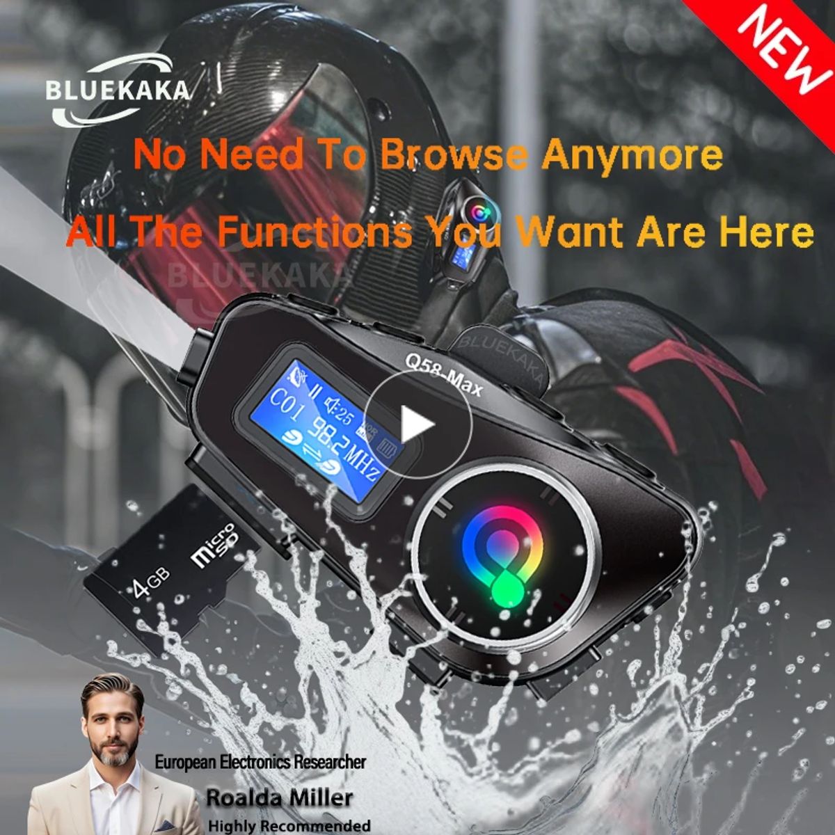 PREMIUM - Intercomunicador Auricular Bluetooth 500m Casco De Moto Q58 Max