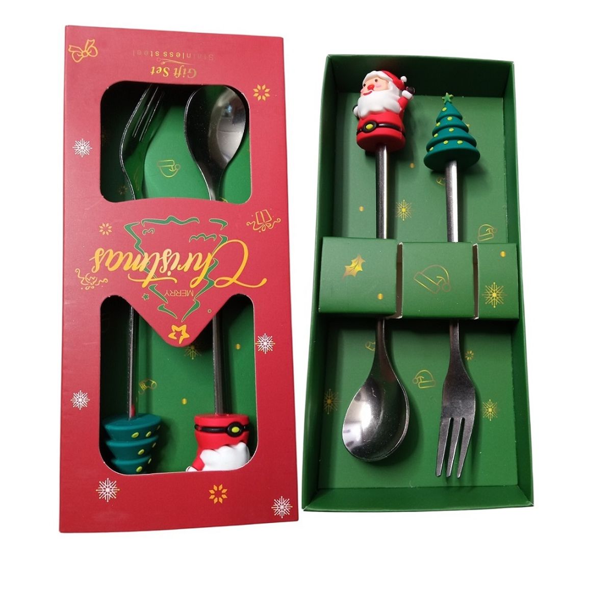 GENERICO - Set de cubiertos navideños para postre en cajita