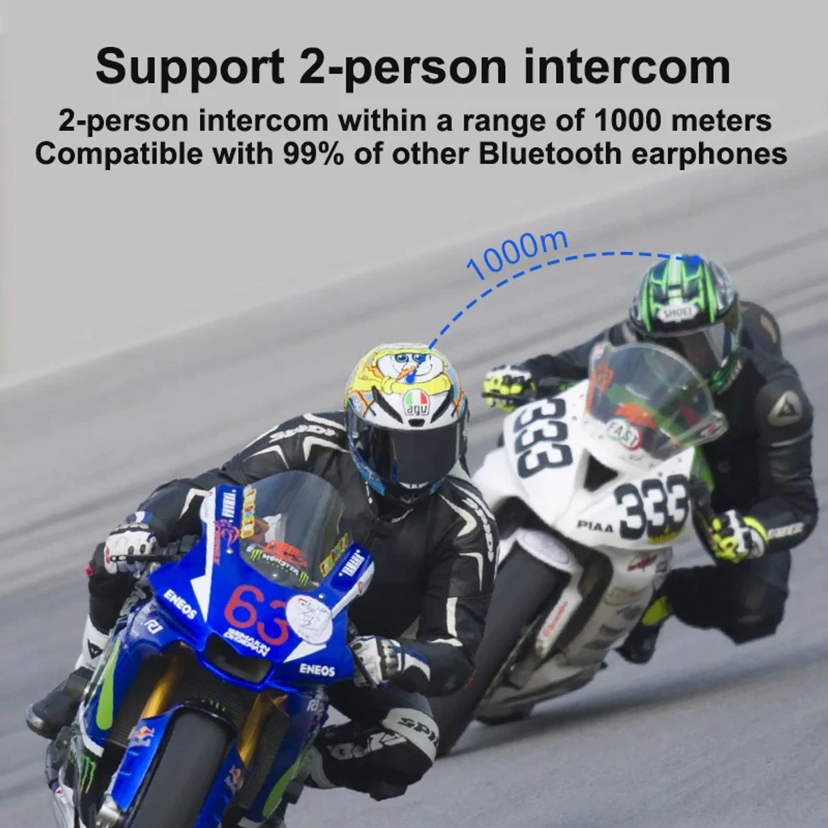 PREMIUM - Intercomunicador Auricular Bluetooth 1000m Casco De Moto Q18