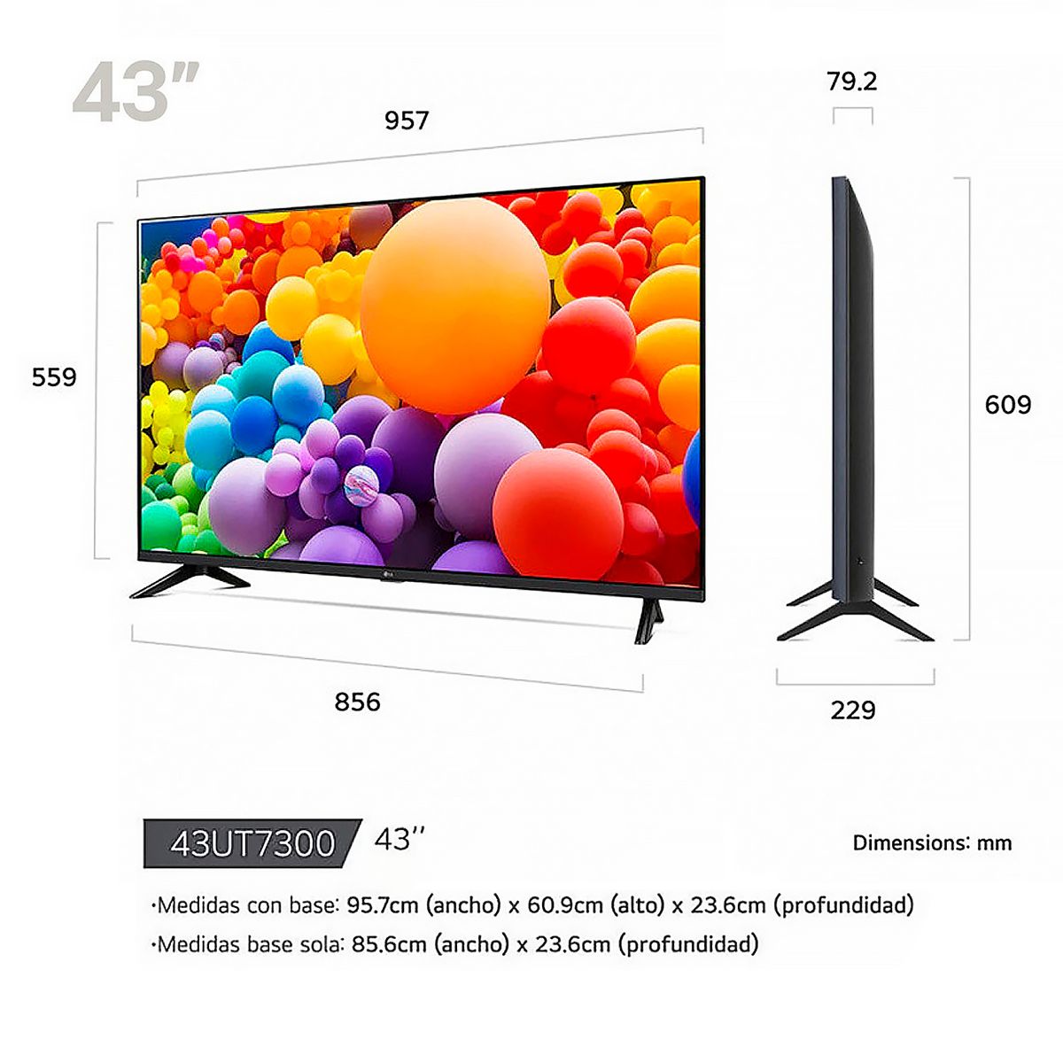 LG - Televisor LG 43 Pulg. LED Smart TV UHD 4K con ThinQ AI 43UT7300PSA + Control Inteligente MAGIC