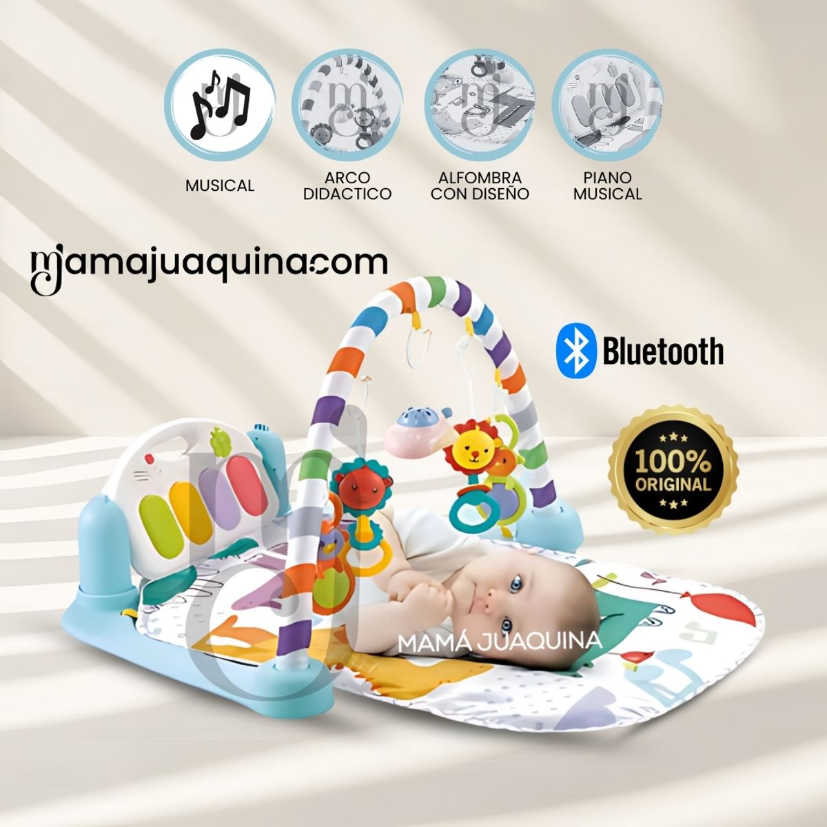 BABY - Gimnasio para Bebés con Bluetooth y Alfombra «MATT» Blue