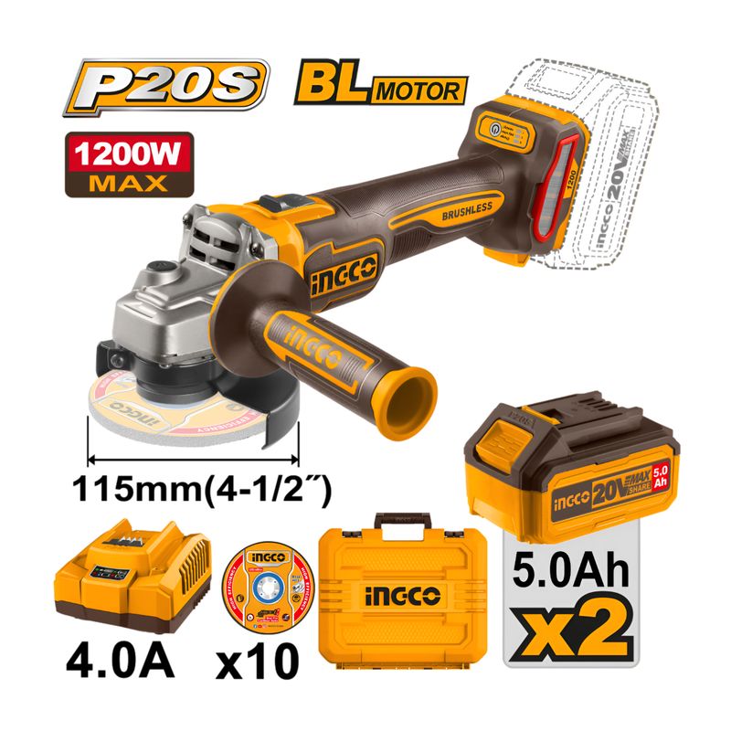 INGCO TOOLS - CAGLI2211532 AMOLADORA ANGULAR 1200W