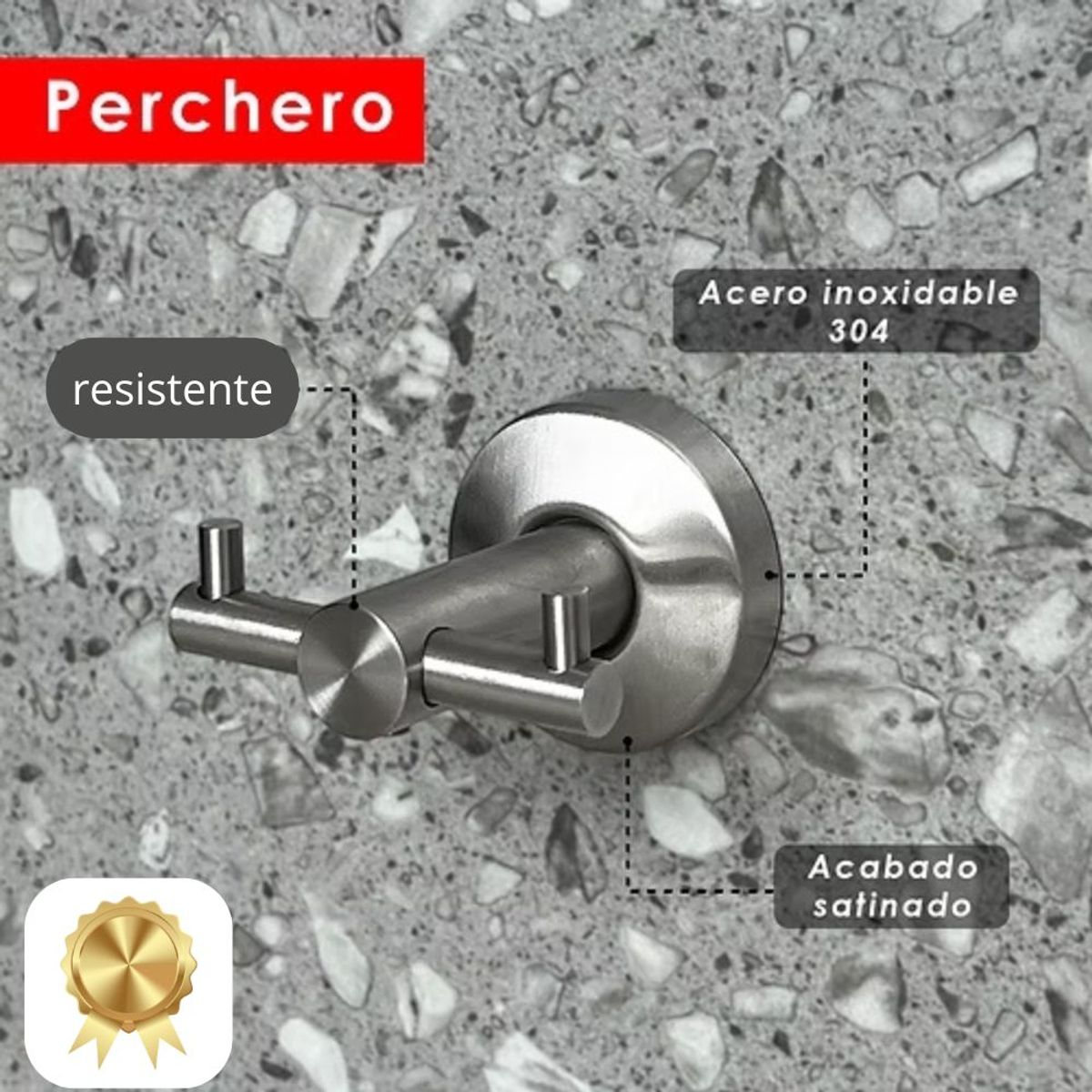 EXORIAM - Perchero Doble de Acero Inoxidable