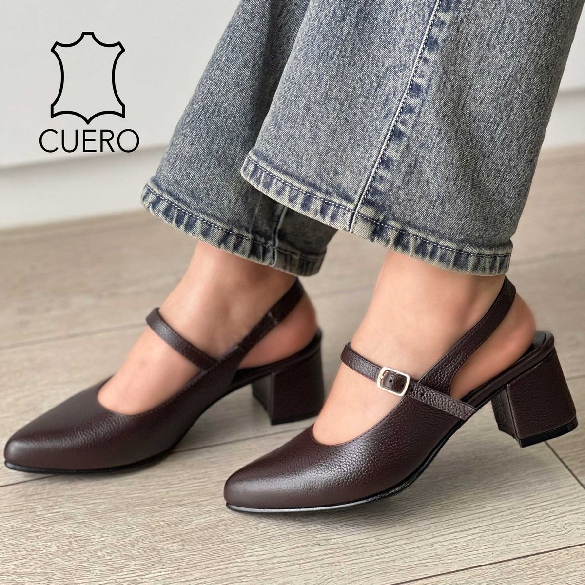 GENERICO - ESTILETO DE CUERO PARA DAMA MARRON IVETH