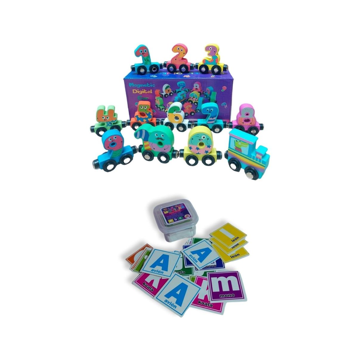 GENERICO - Pack Didáctico Tren Numérico + Letras Móviles para Niños