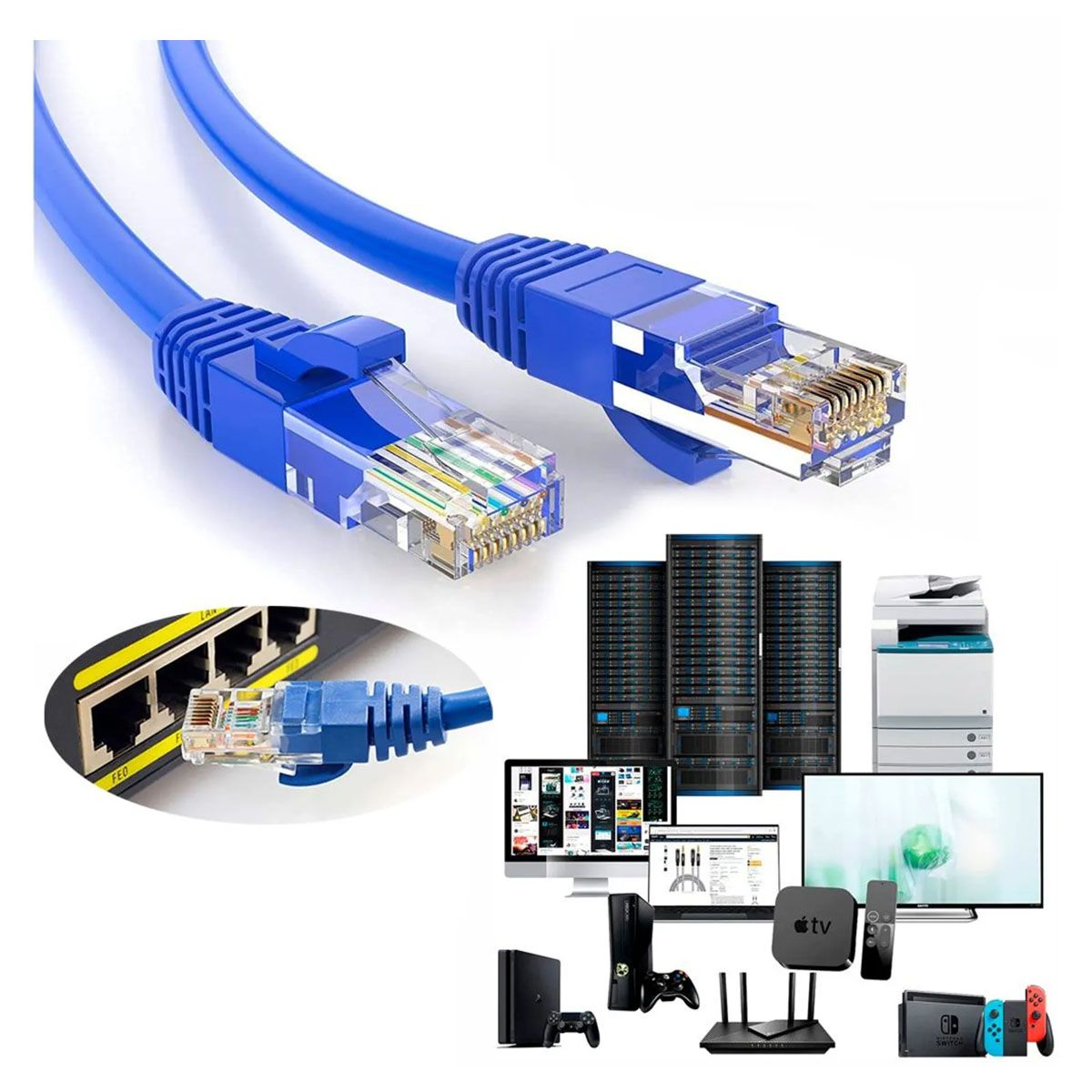 GENERICO - Cable de Red Cat 6A 5 Metros Pach cord UTP RJ45 testeado